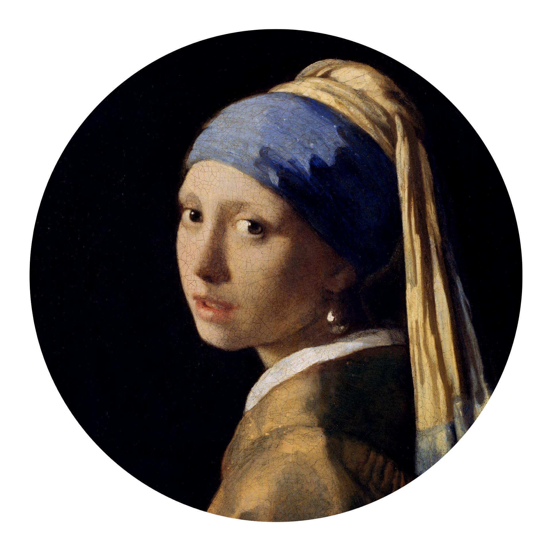 Wandtattoo Vermeer - Das Mädchen mit dem Perlenohrgehänge - Rund
