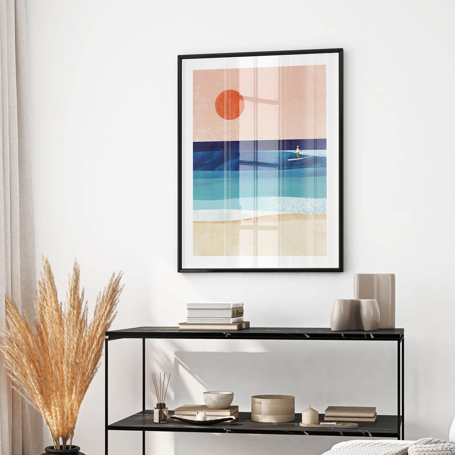 Plakat surferki o zachodzie słońca - Rivers