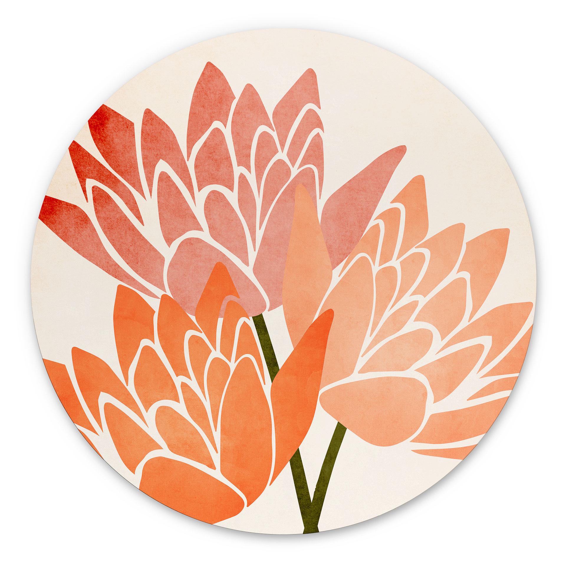 Wandbild Farbenfrohe Lotusblumen - Kubistika - Alu-Dibond - Rund