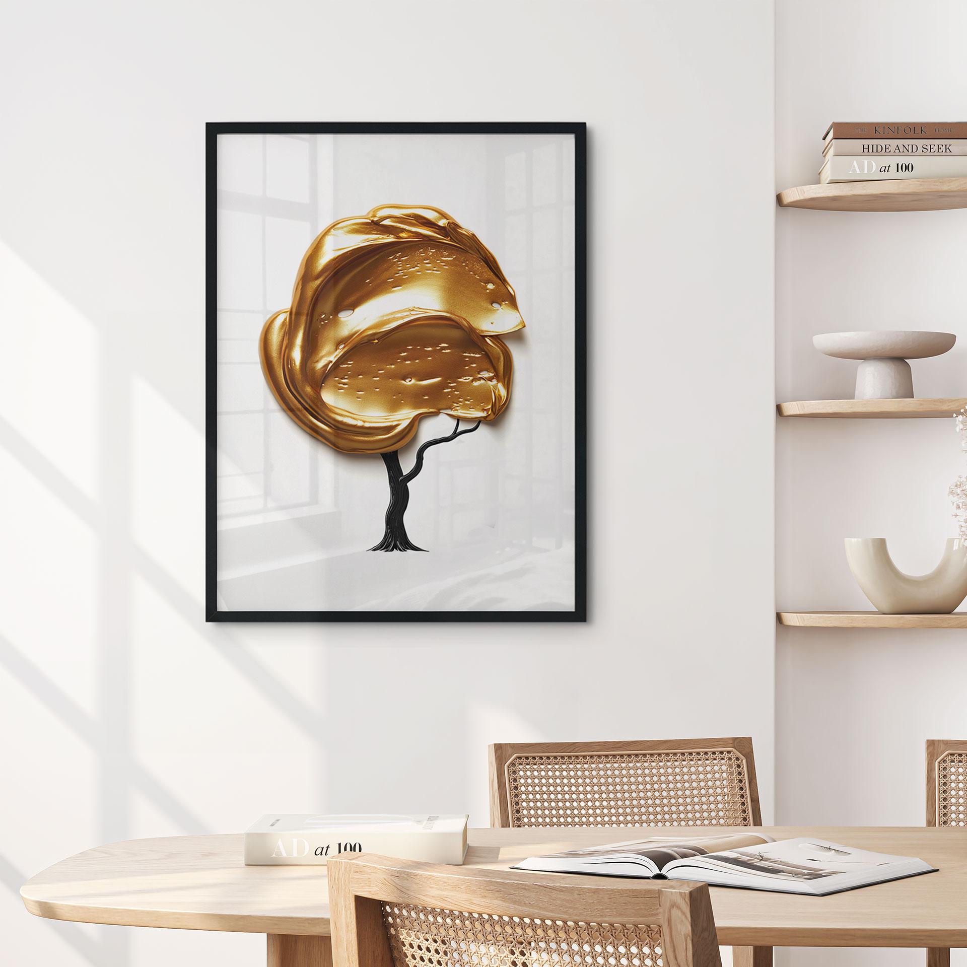 Póster árbol con copa dorada 3D - Mielu