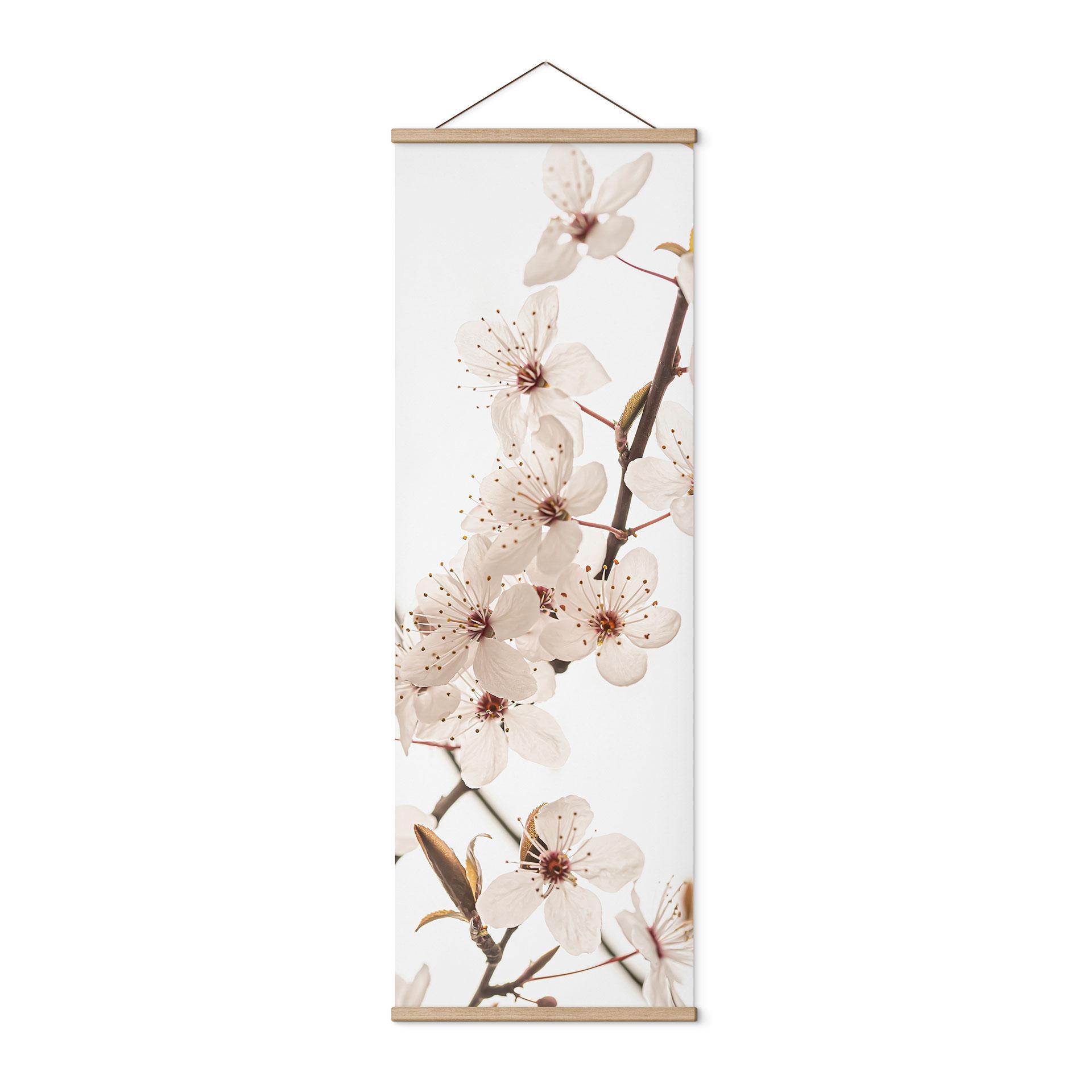 Tekstil plakat Gren med hvide kirsebærblomster - Sisi & Seb - Panorama