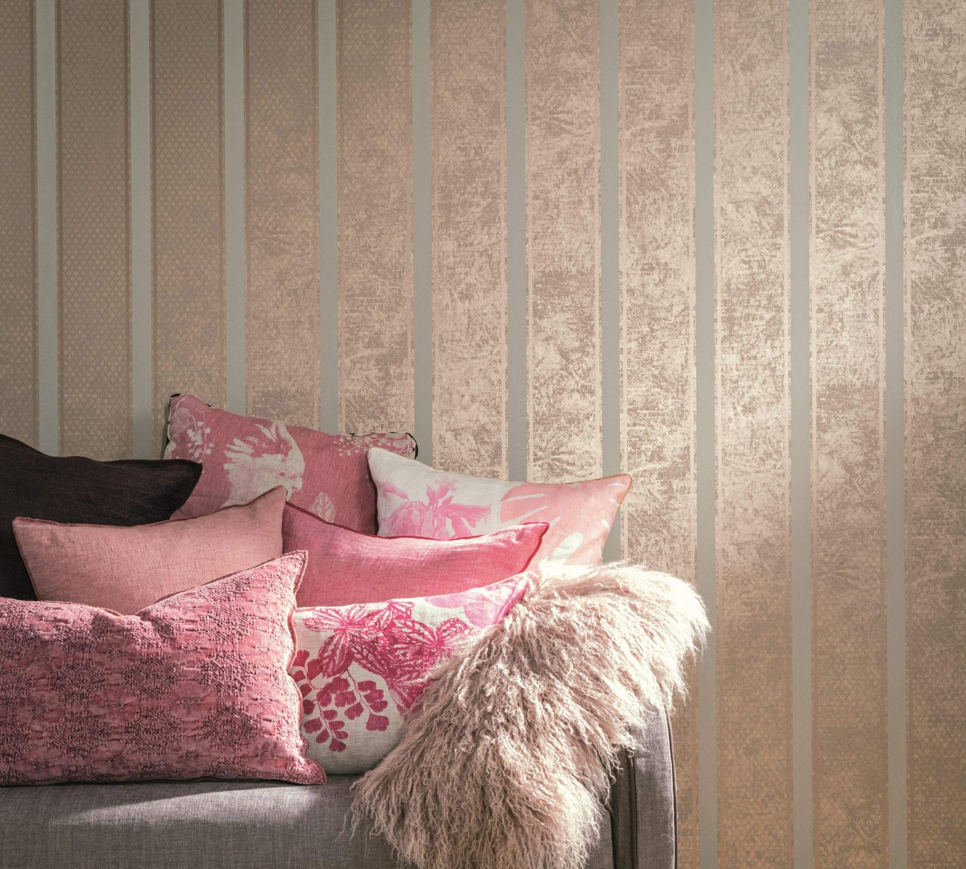 Vliestapete Streifen Klassisch in Beige , Lounge