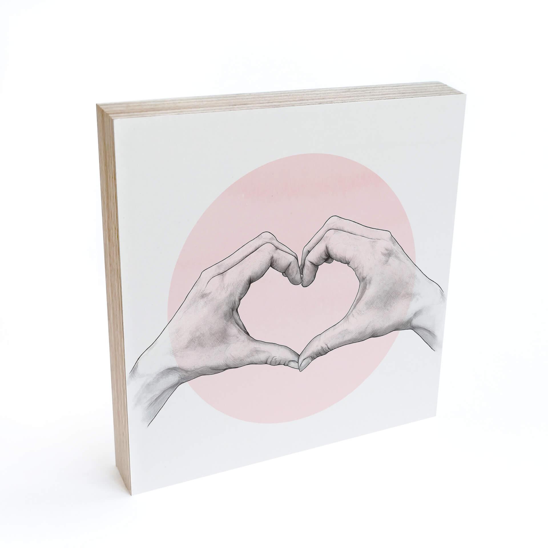 Billede af træ til at sætte op - Graves - Heart in Hand - 15x15 cm