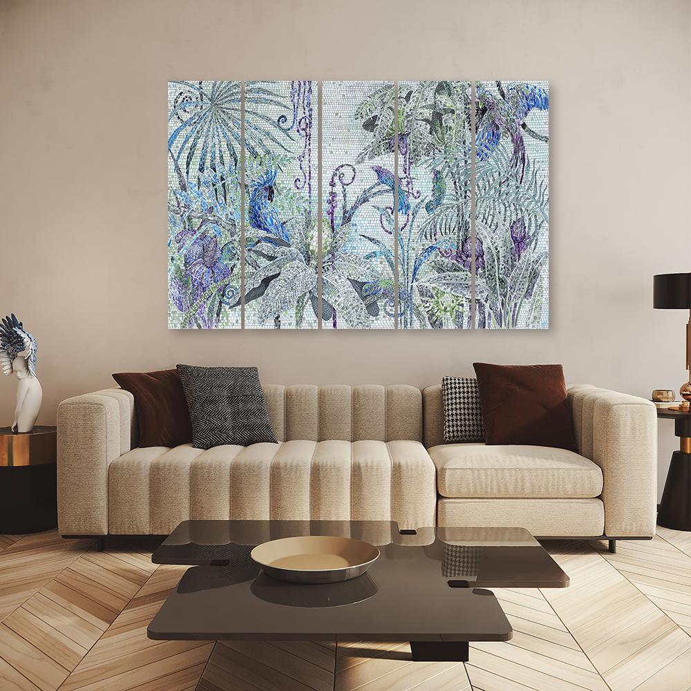 5 stykke lærredstryk Mosaikjungle