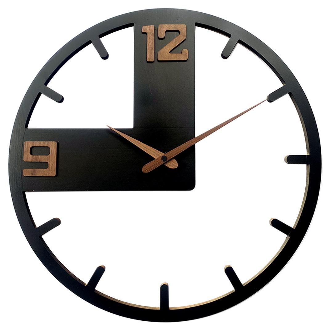 Holz-Wanduhr | MDF | mattschwarz, rund, Ø40 cm