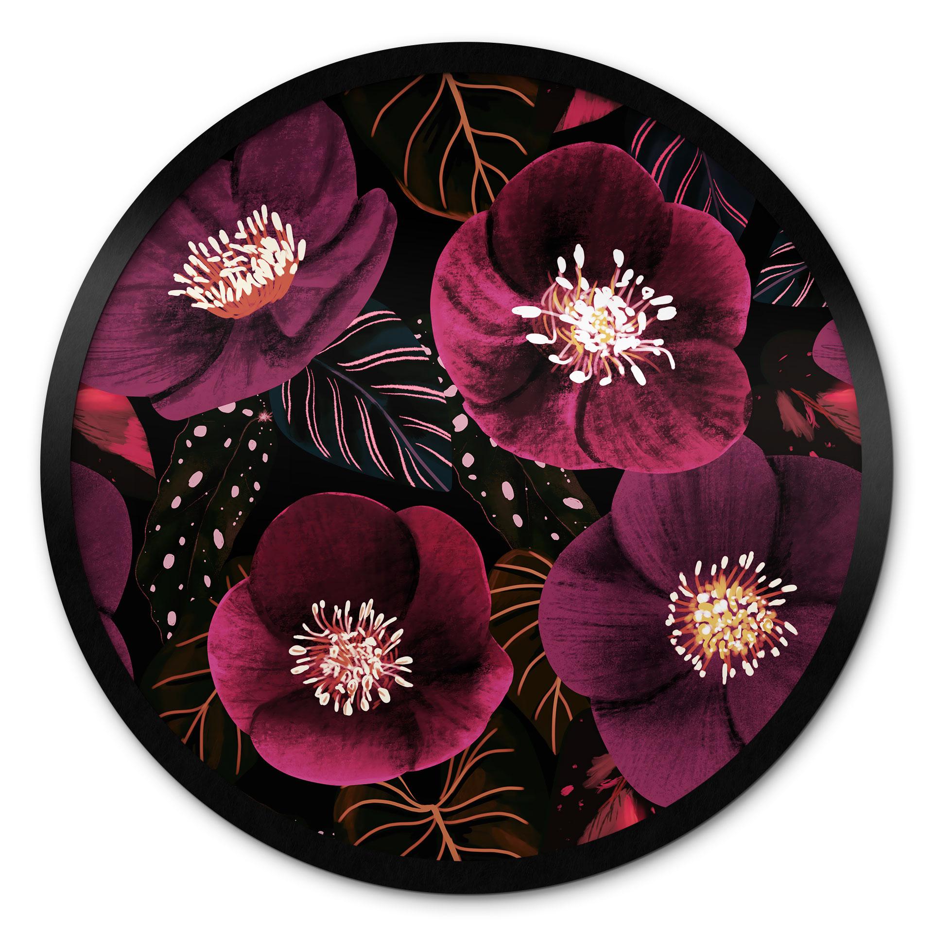 Blomster Plakat Blomsterpragt i lilla toner - Anis-illustration - Rund