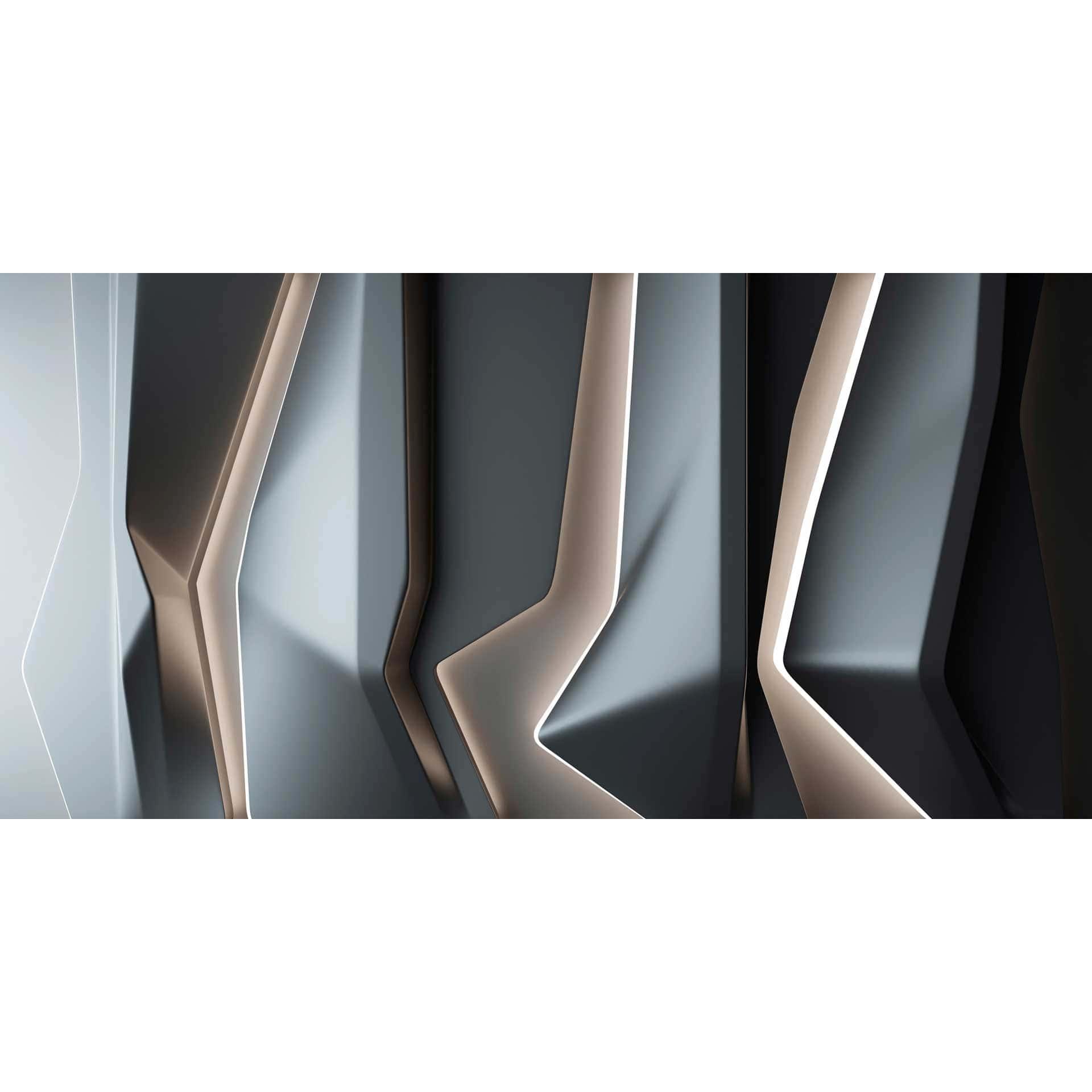 Futuristisch fotobehang in metallic look - antraciet vliesbehang met 3D effect