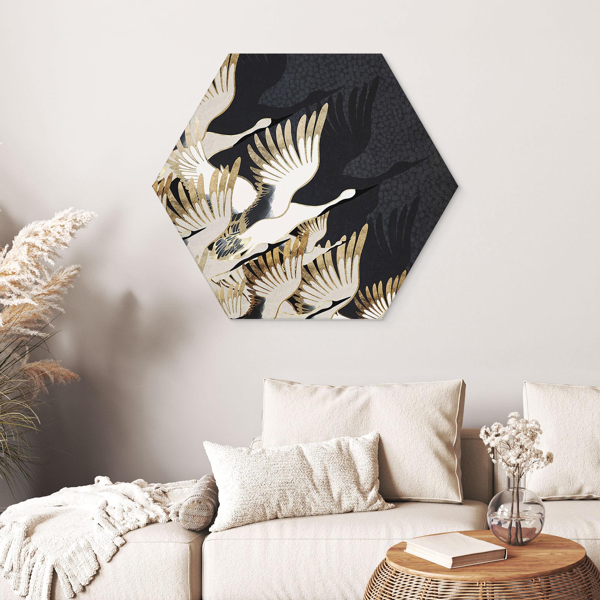 Hexagon Dibond Flyvende traner - SpaceFrog Designs