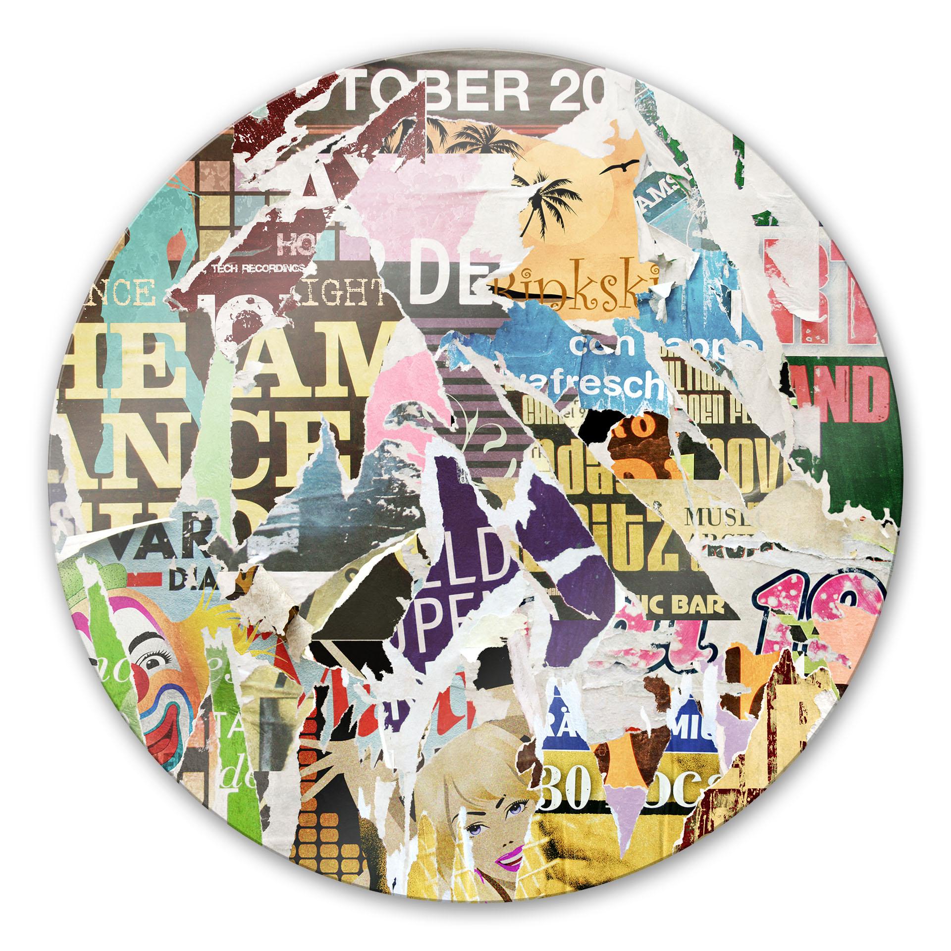 Tableau en verre - Poster déchiré 2 - rond