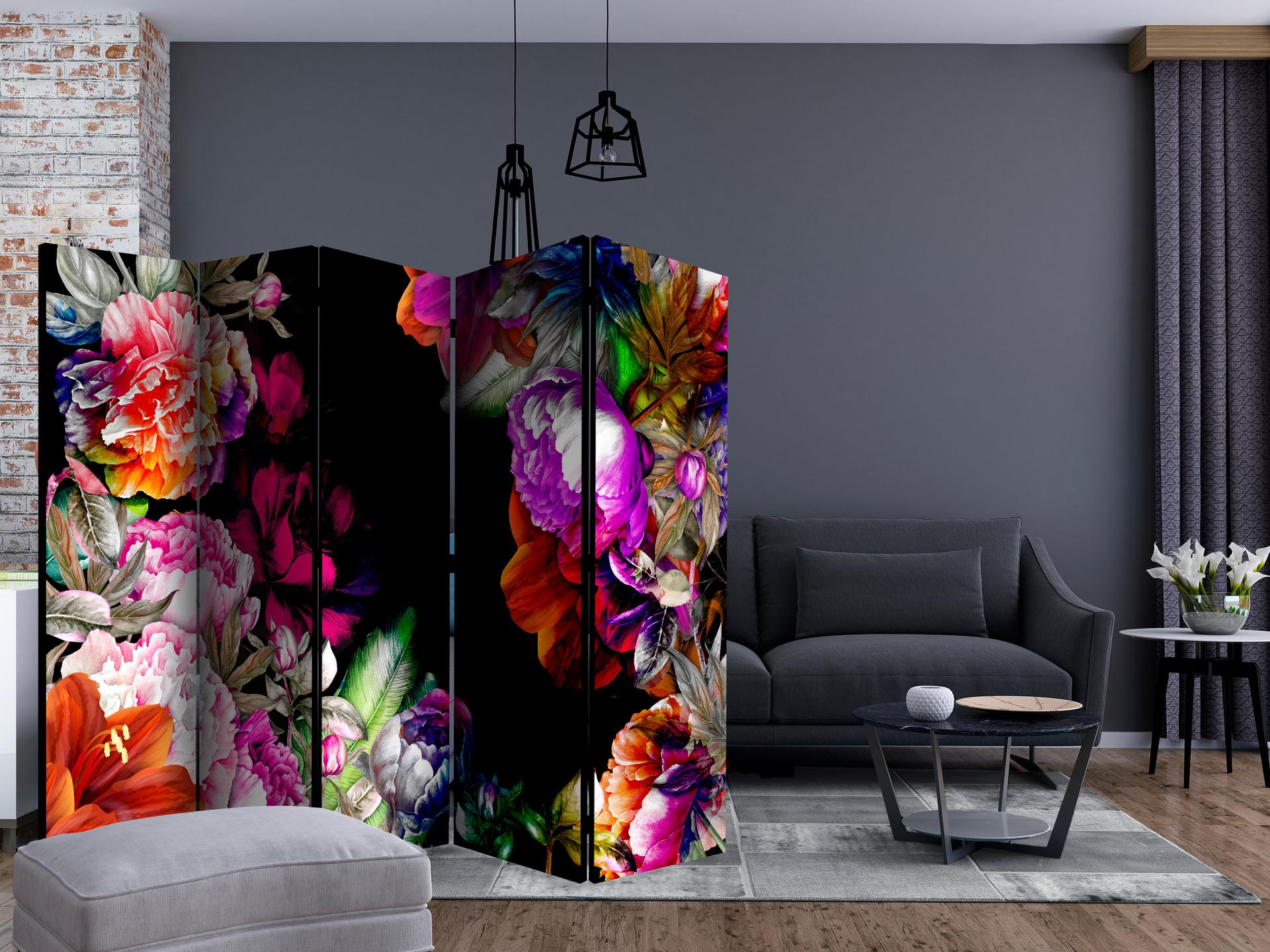 Schermo divisorio - Colori estivi, 5 pezzi - 225x172 cm