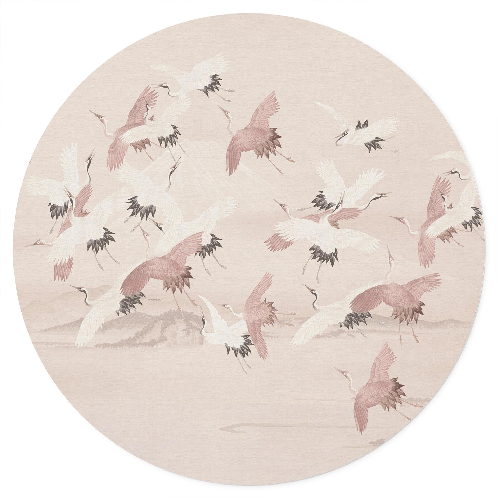 Vinilo decorativo Grullas sobre el lago - Bloomery Decor - Redondo