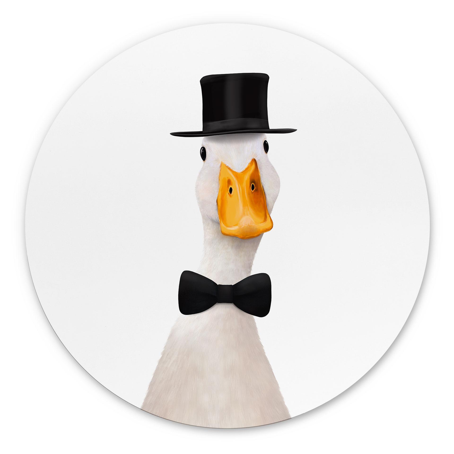 Tableaux Gentleman Oie avec chapeau haut-de-forme - Korenkova - Alu-Dibond Rond