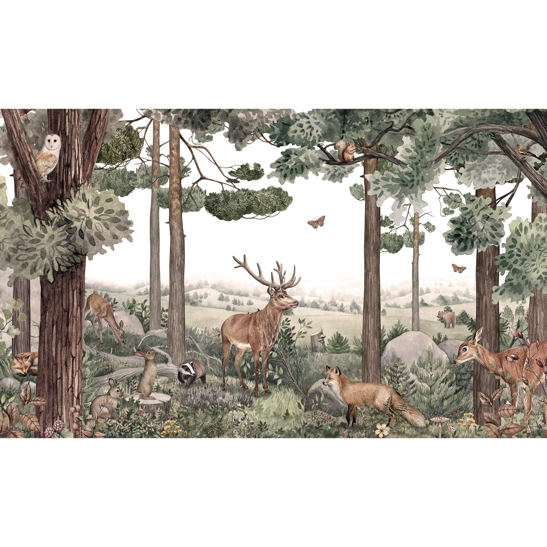 Fotobehang Kikki Belle - Meeting Forest Animals