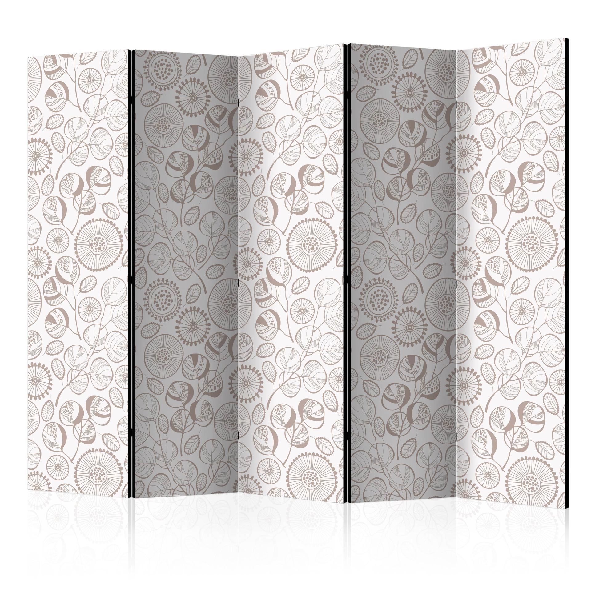 Screen room divider - Grene i bevægelse, 5-delt - 225x172 cm
