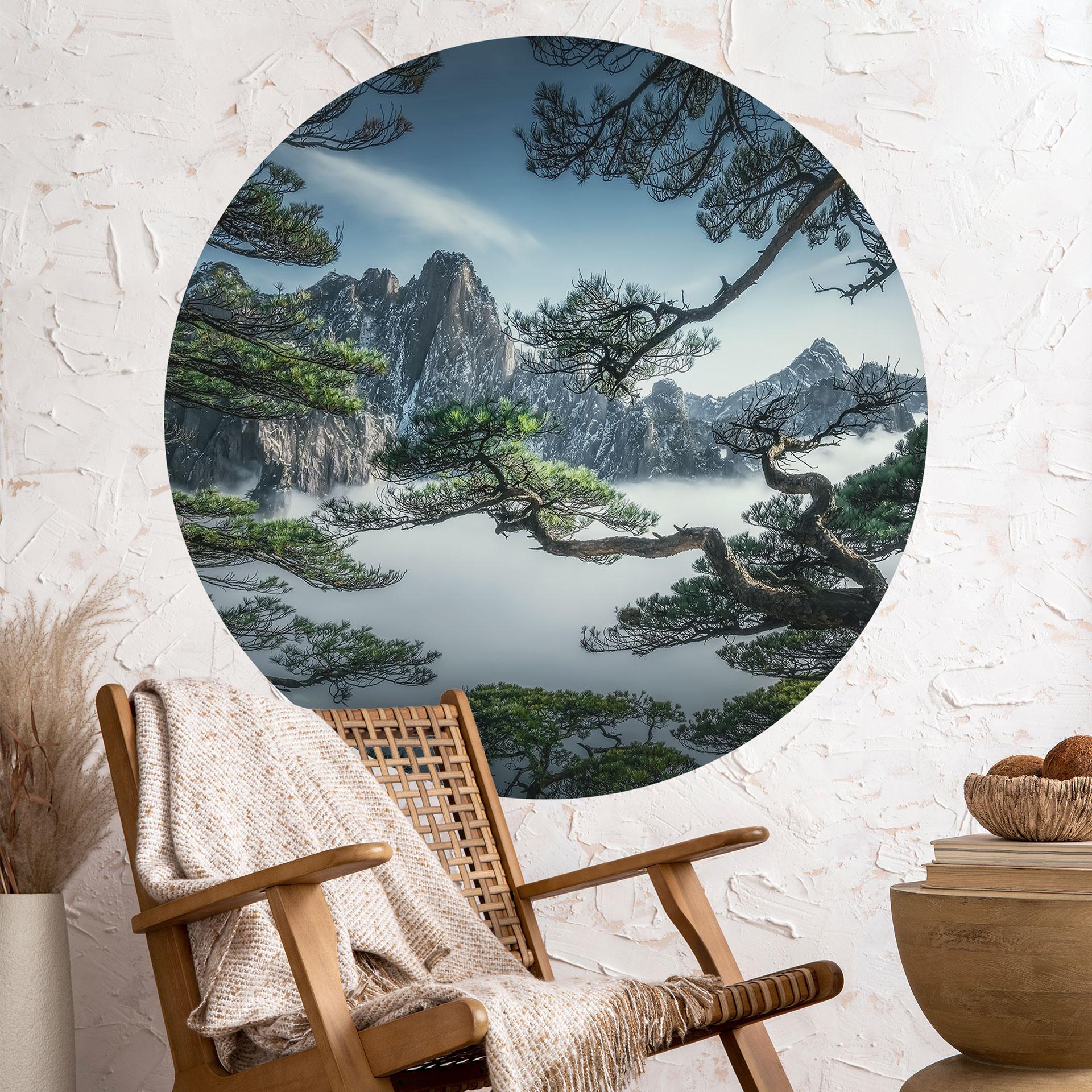 Wallsticker Fyrreskov i Huang Shan-bjergene - NingYun Ye - Rund