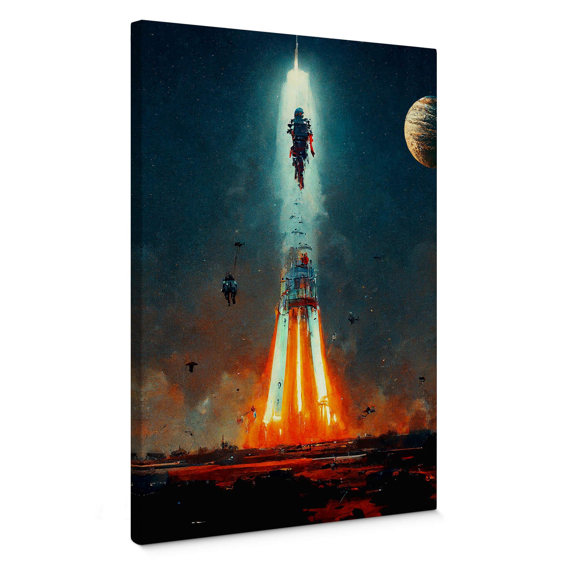 Canvastavla Heine - Ut i rymden - Raketuppskjutning - Astro Cruise