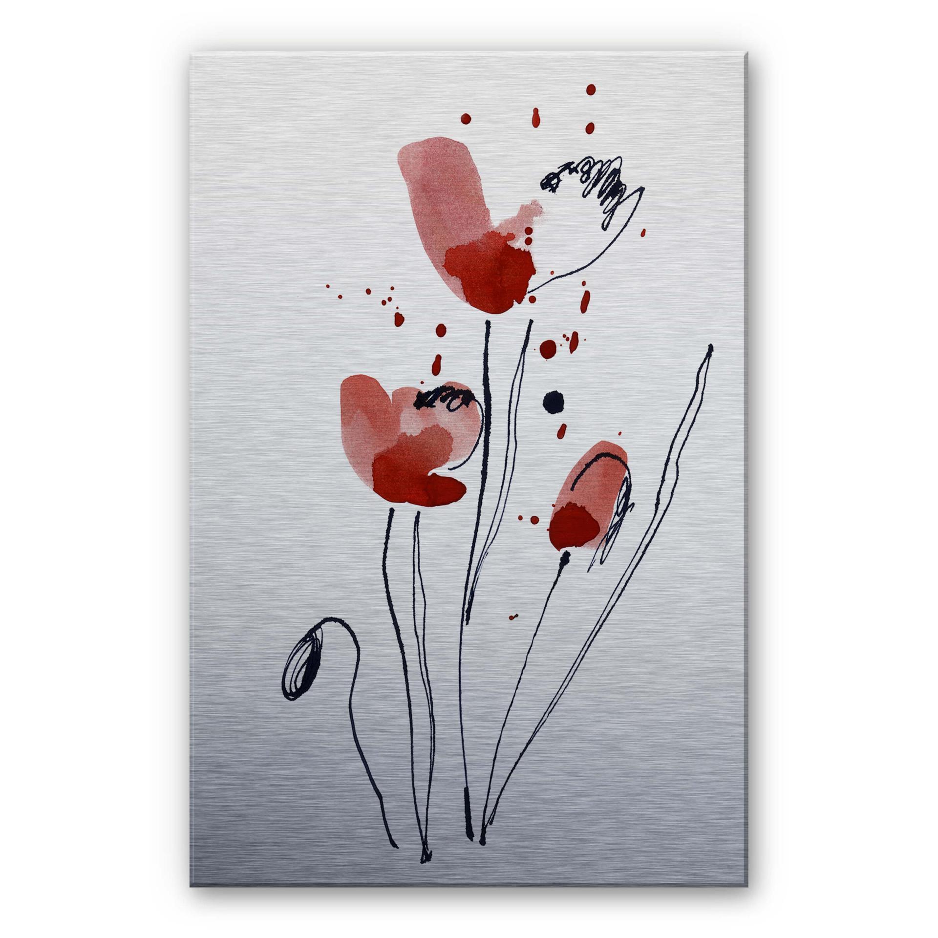 Illustration af valmuer på aluminium – print på aluminium (Alu-Dibond)