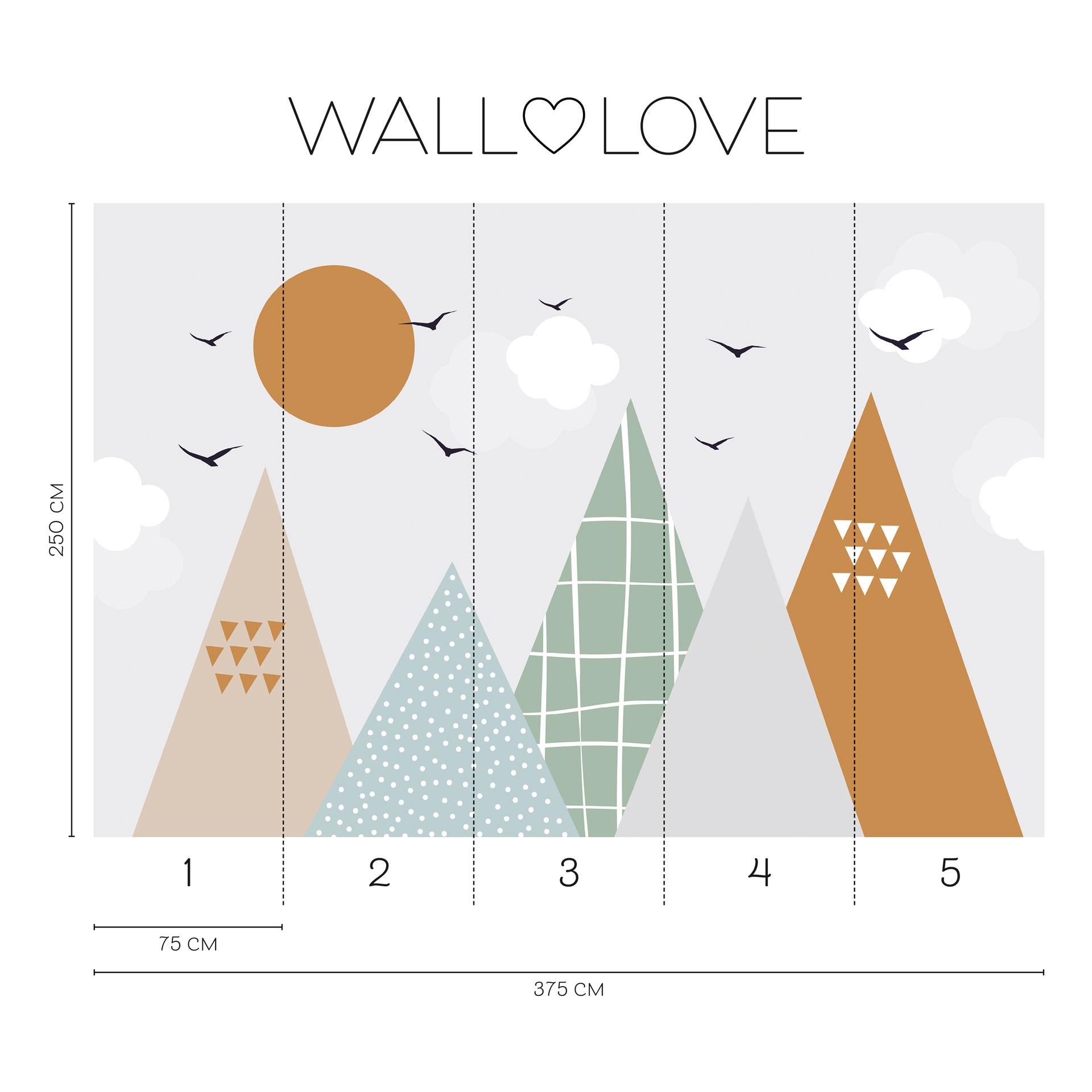 Fotobehang bergen modern beige groen 3,75 x 2,50 m - Kinderbehang Scandi stijl vlies