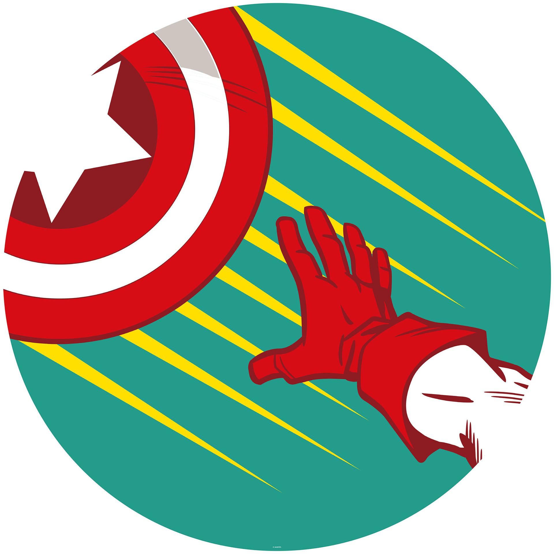 Selvklæbende non-woven tapet - Avengers Captain's Shield Pop Art - 125 x 125 cm