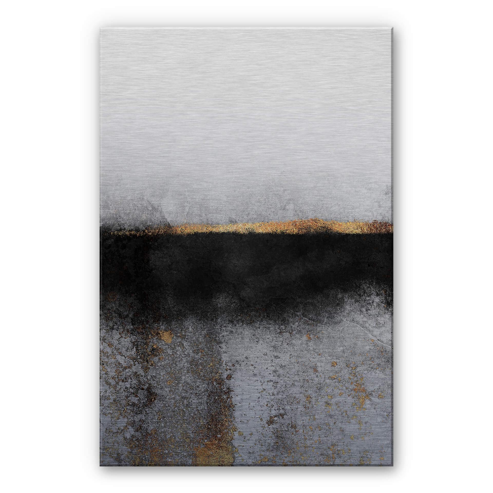 Tableau en alu-Dibond effet argenté Fredriksson - Suie et or