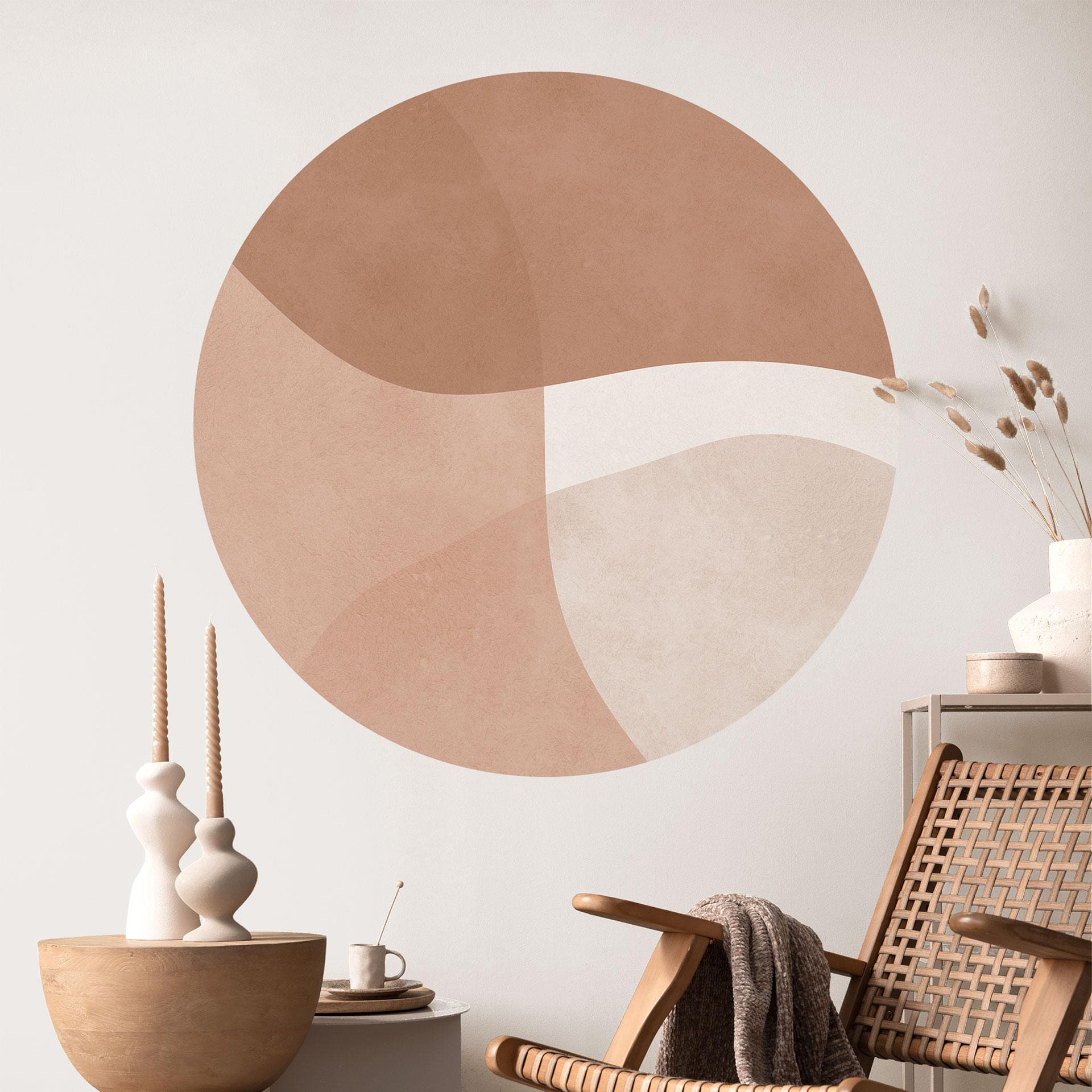 Boho akvarelformer Wallsticker i brune toner - Costa - Rund