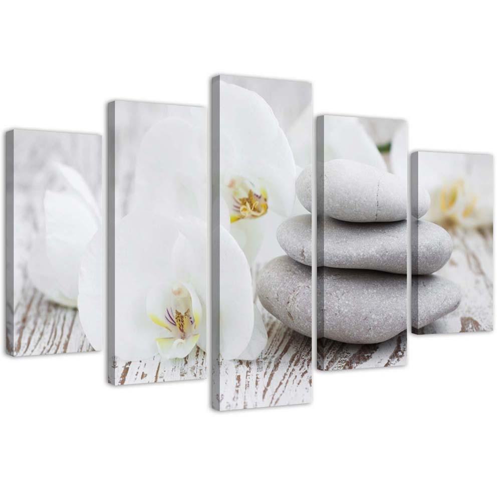5 stykke lærredsprint Orchid Zen Spa Stones