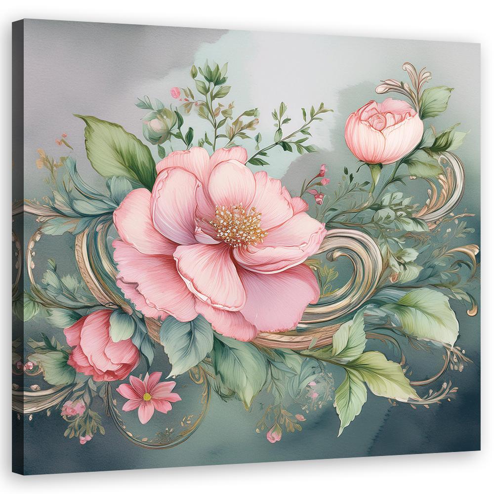 Leinwandbild Vintage Rosa Blume