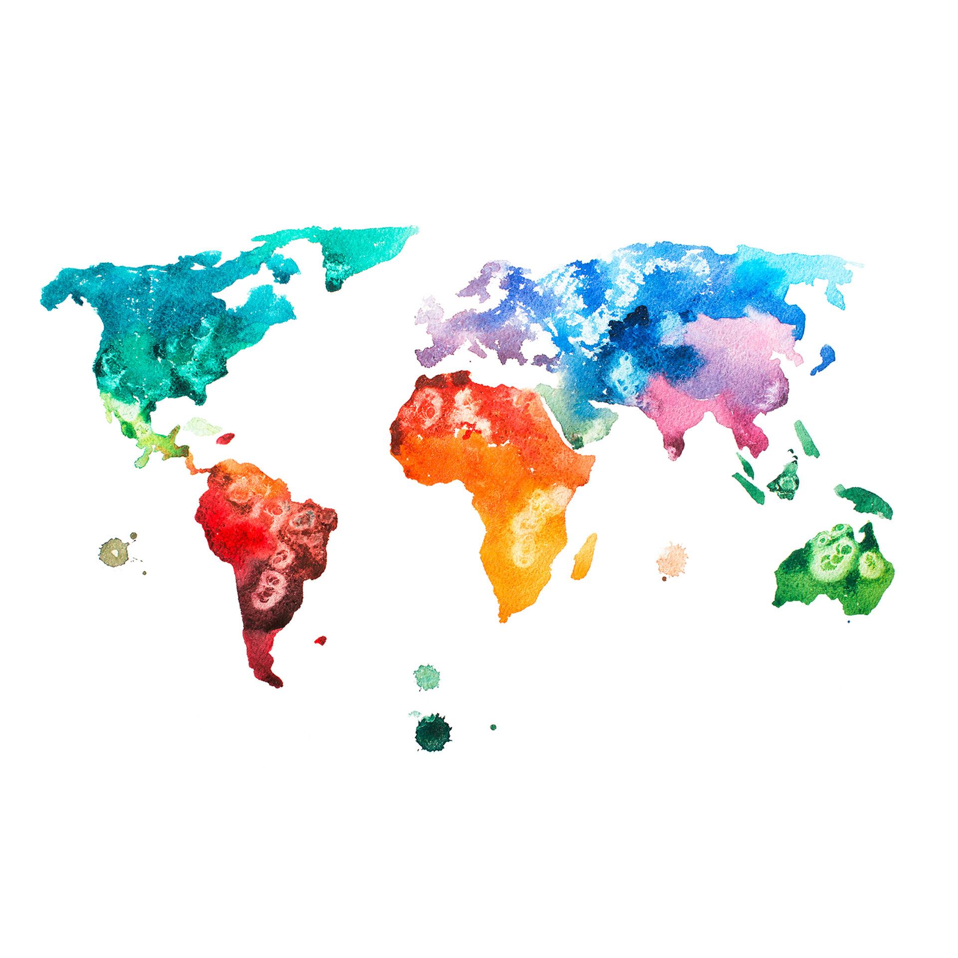 Livingwalls Fototapete Designwalls Colourful World Weltkarte