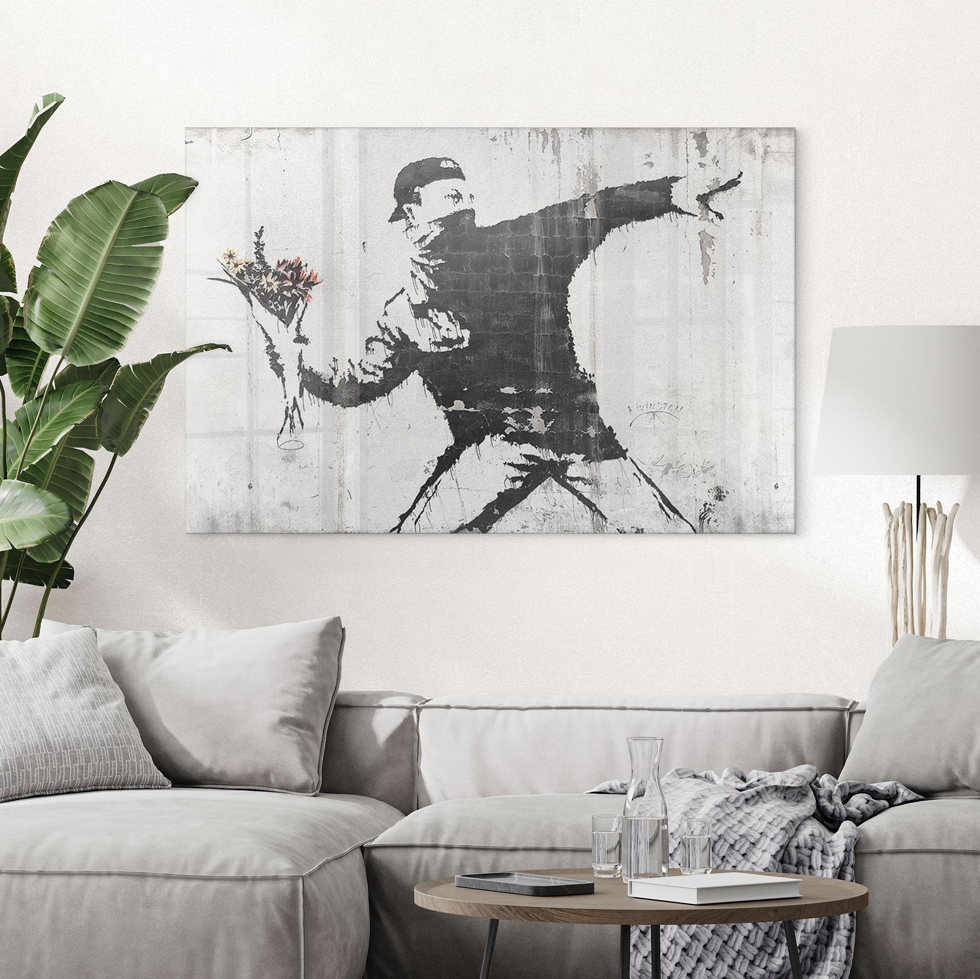 Plexiglas Banksy - De Bloemenwerper