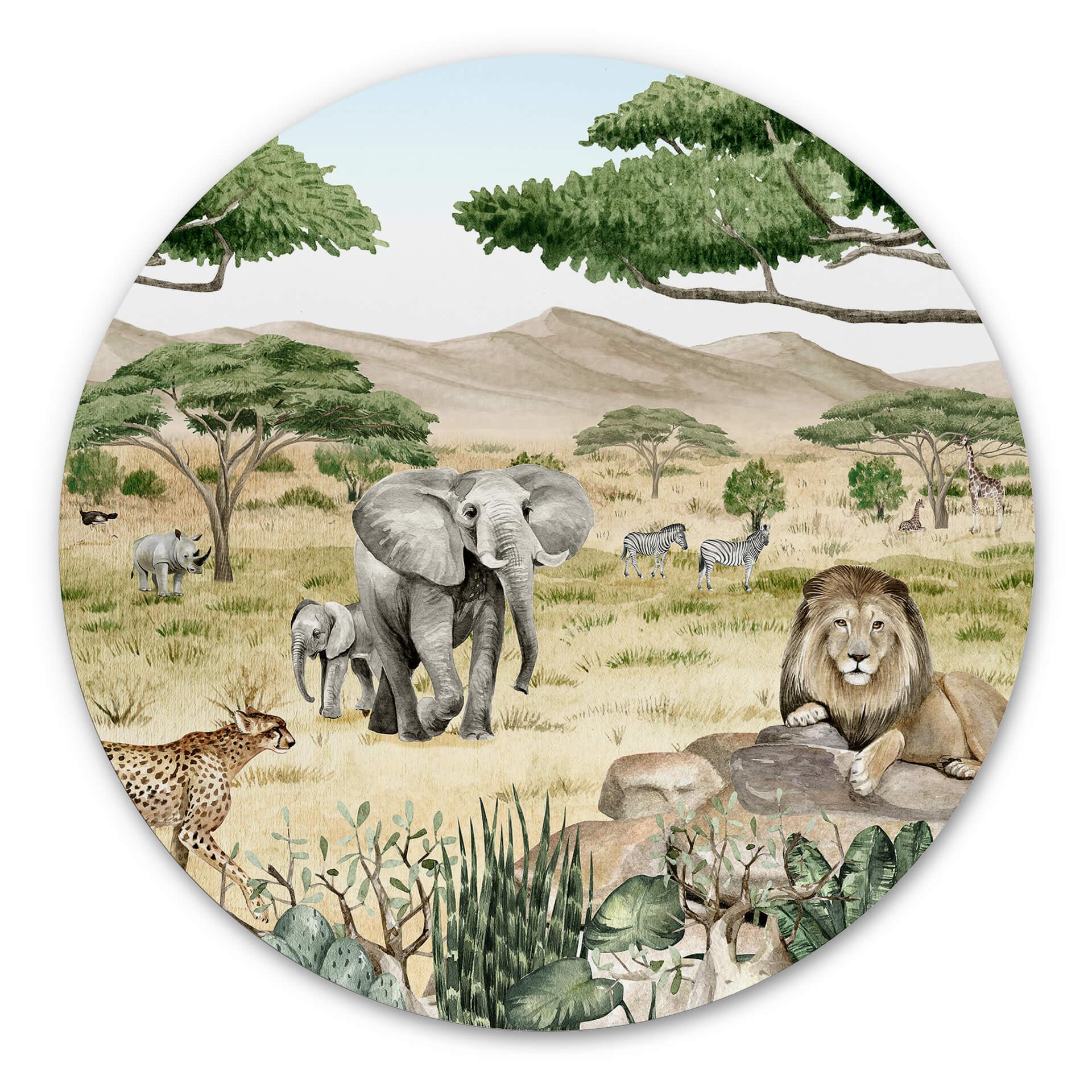 Tableau sur alu-Dibond rond Kikki Belle - La Savane