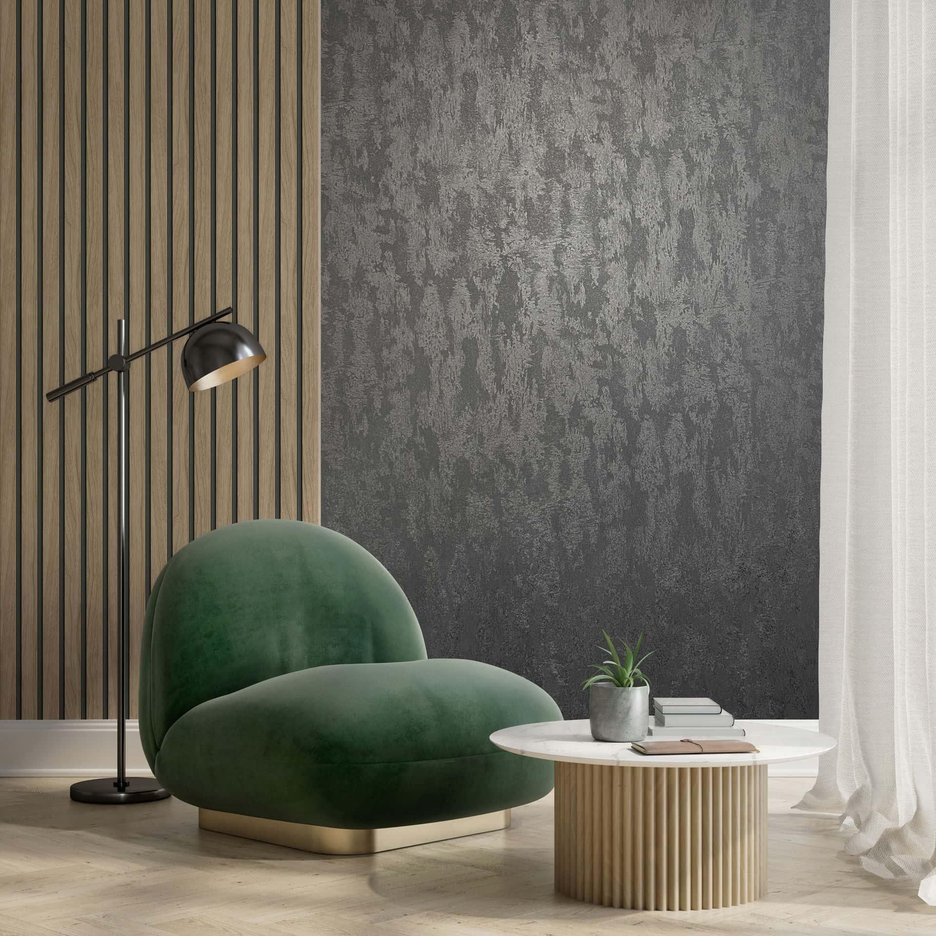 Vliesbehang betonlook metaallook modern glanzend in zwart