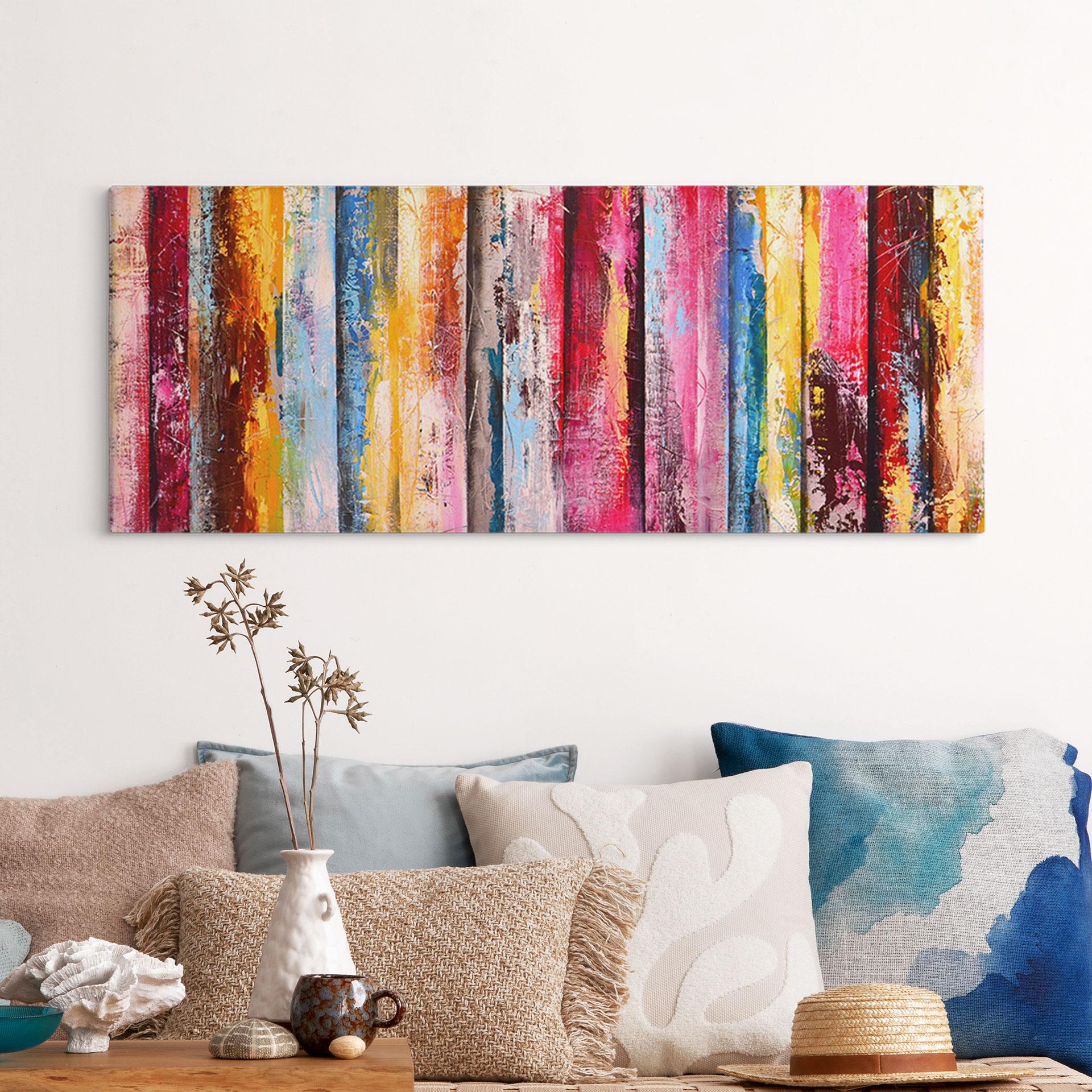Leinwandbild Bunte Streifenmalerei - Fedrau - Panorama