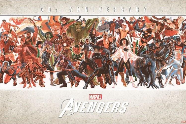 Poster, Film poster Avengers - 60th Anniversary by Alex Ross 91,5x61 cm
