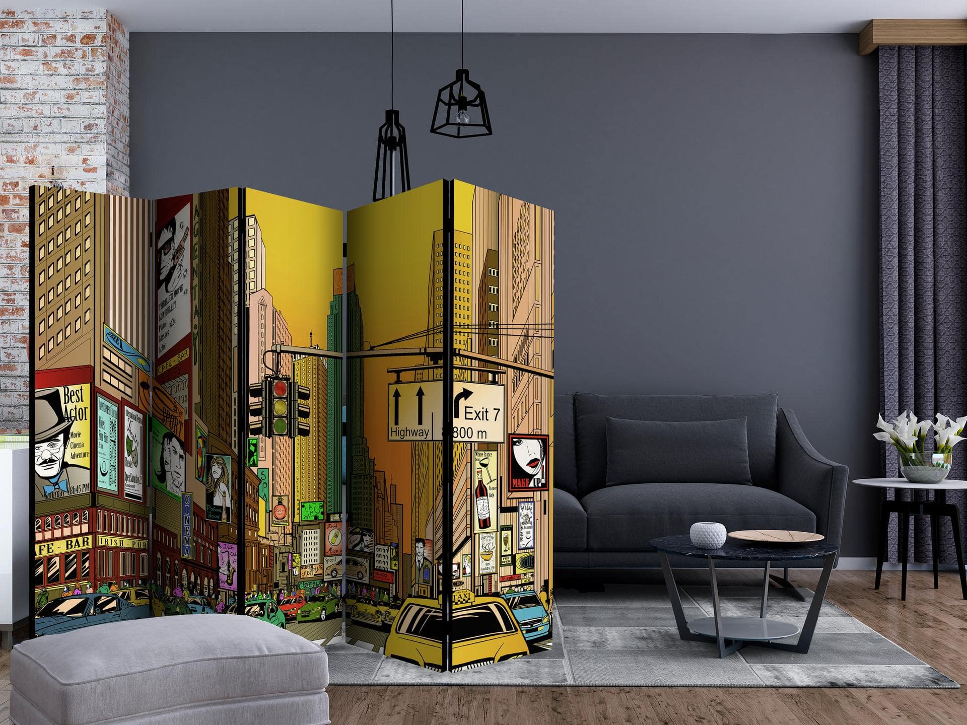 Divisorio - Città vivente - NY , 5 pezzi - 225x172 cm