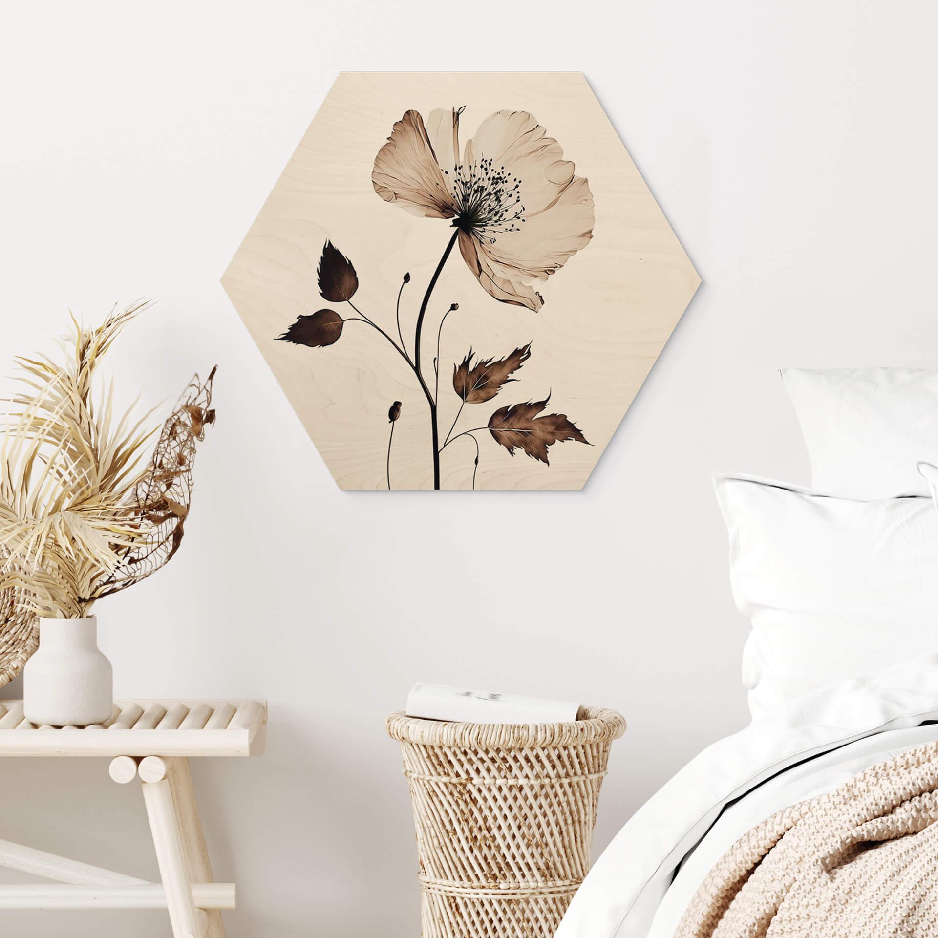 Sekskantet træ Dried Flowers in Cream - Treechild