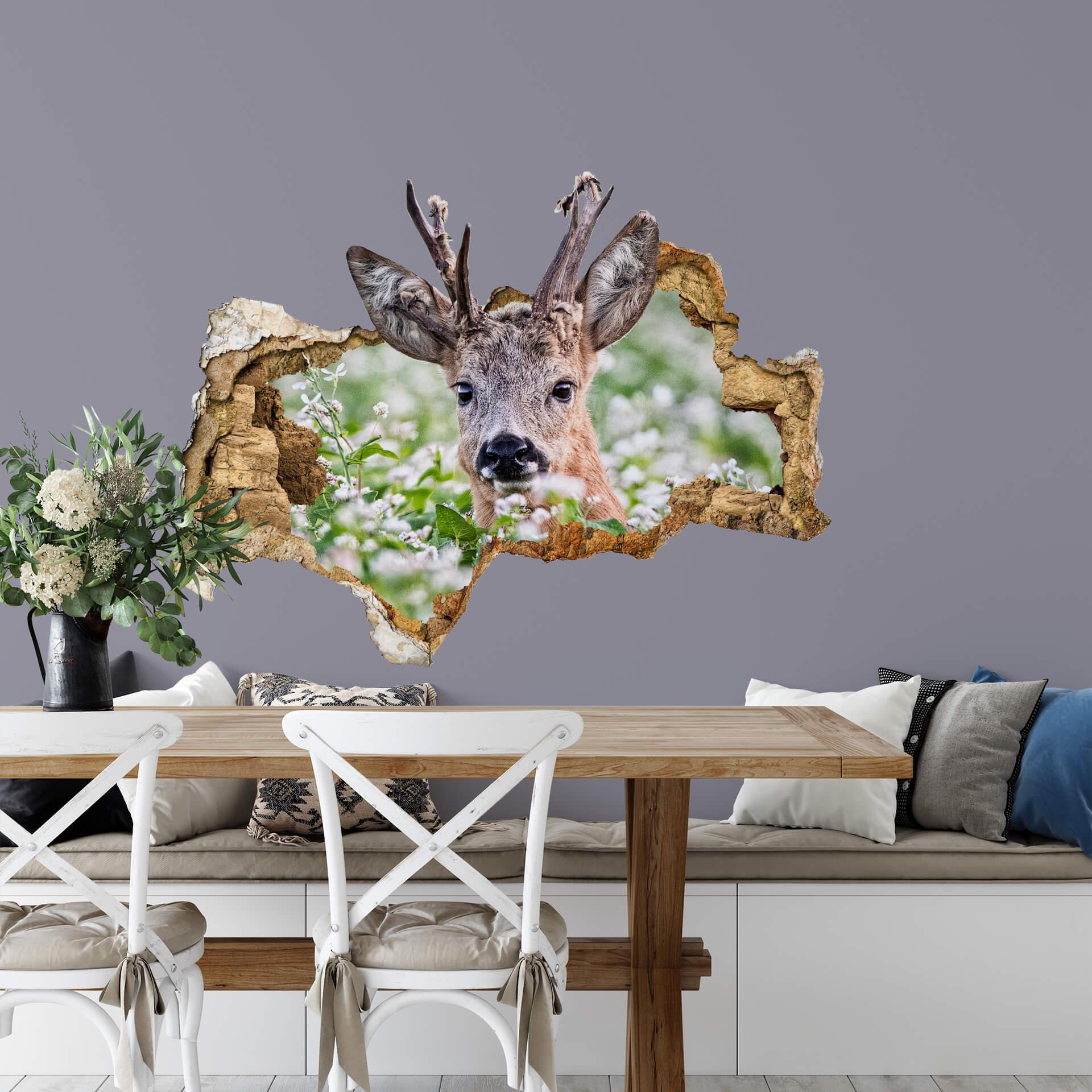 3D Muursticker van Duijn - Hert in het Voorjaar