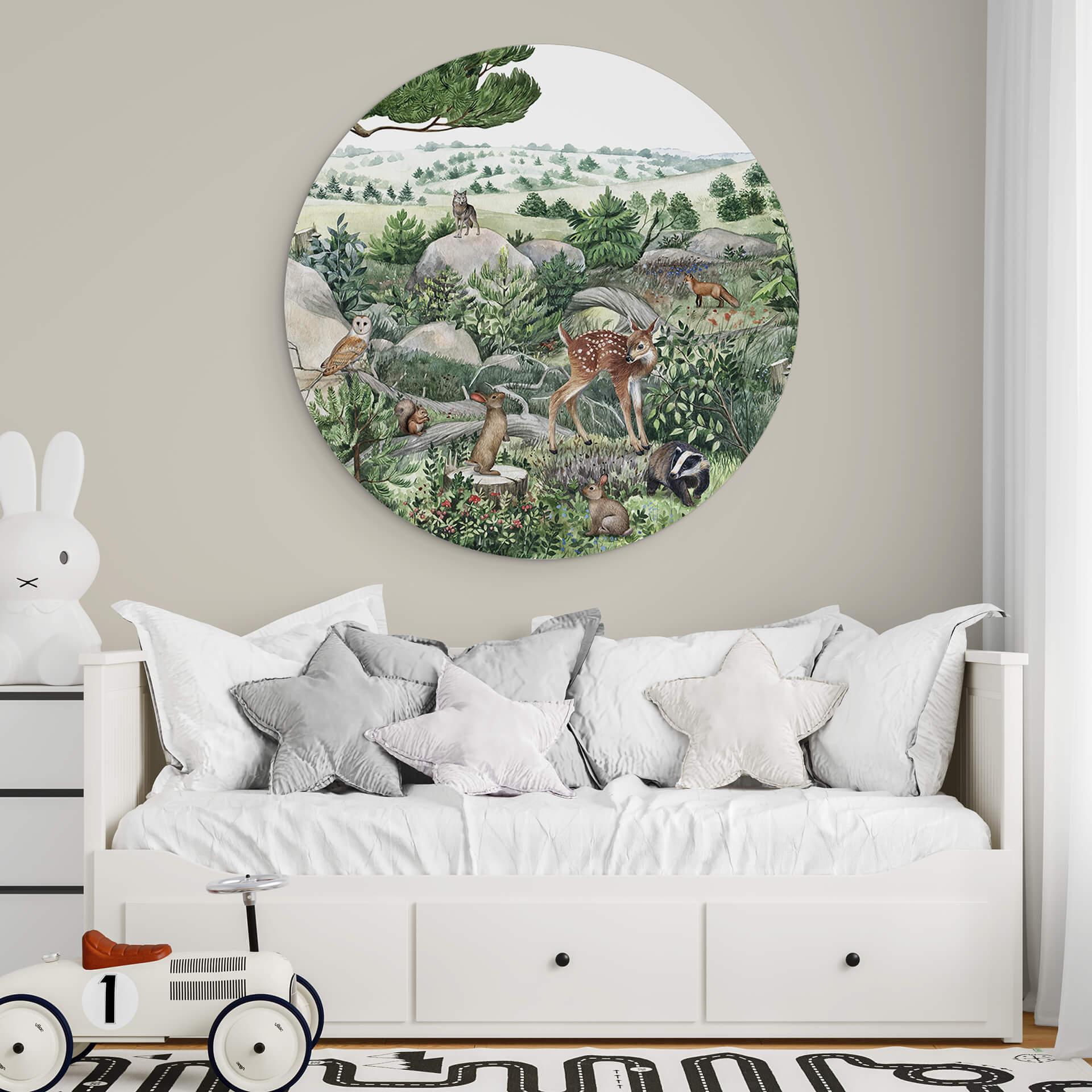 Wandbild Kikki Belle - Waldspaziergang - Alu-Dibond Rund