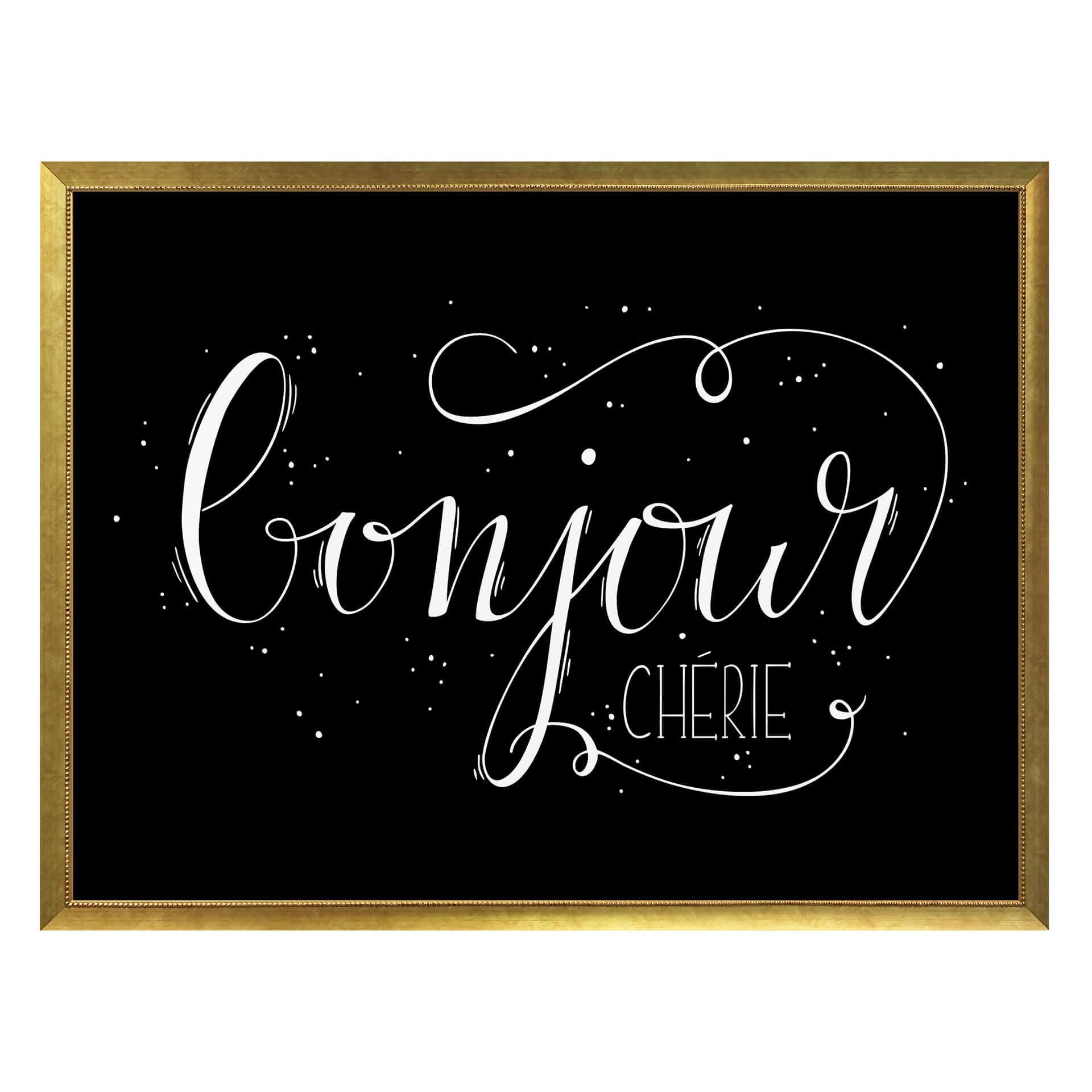 Póster Bonjour Chérie - negativo negro