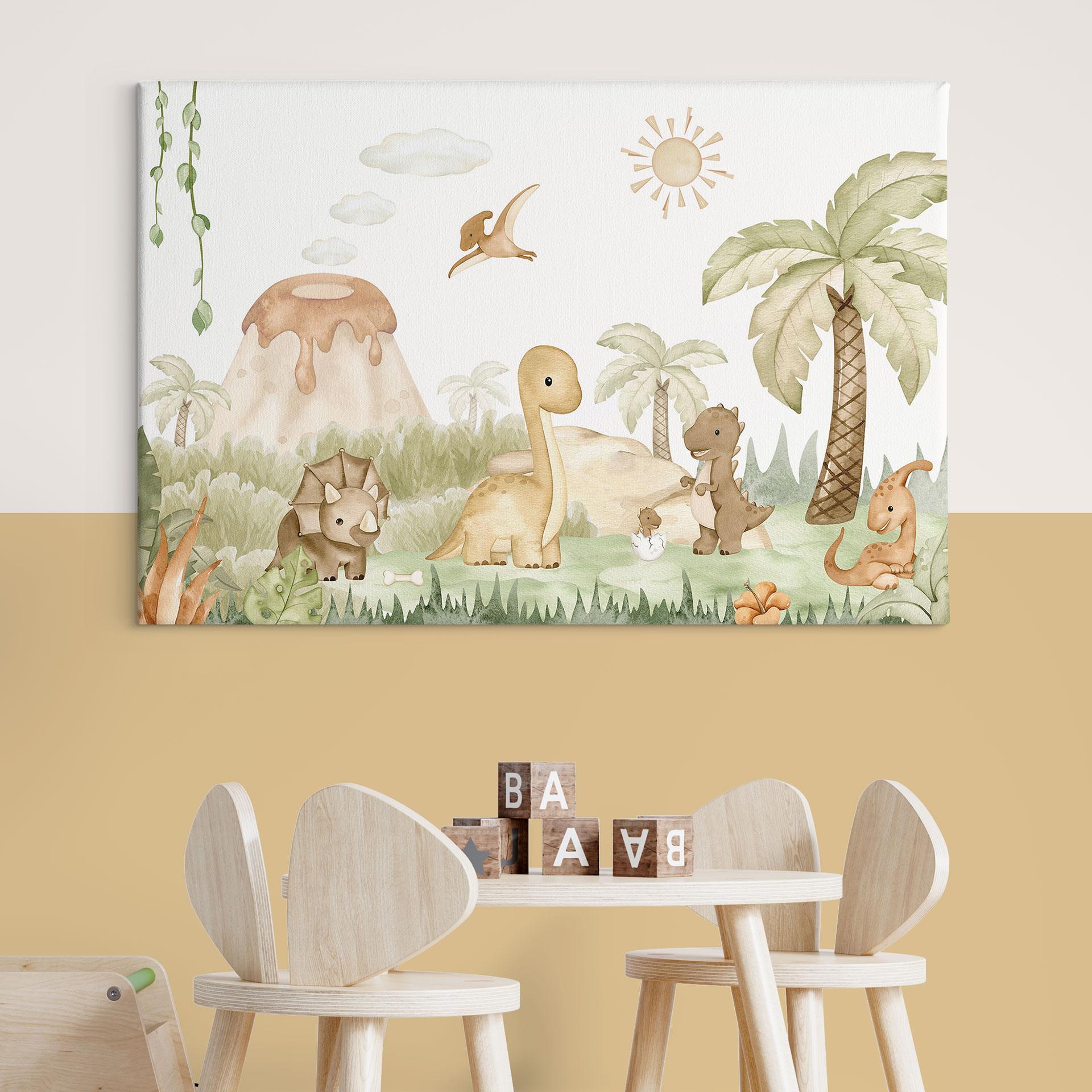 Canvas Kleine dinosaurussen op een grote ontdekkingsreis - Oliver Robins