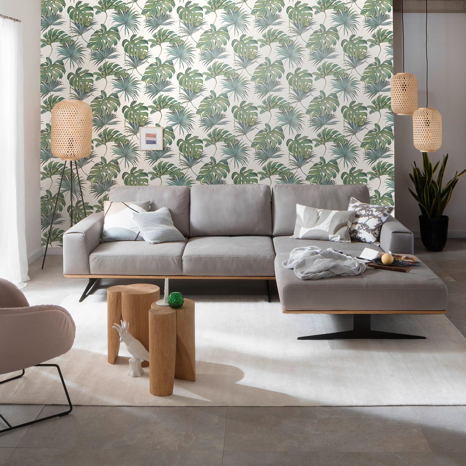 SCHÖNER-WOHNEN non-woven tapet, blomstertapet hvid, grøn