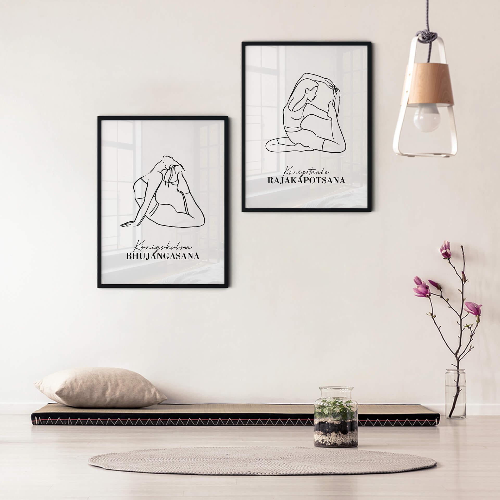 Poster Yoga - Königskobra Line Art