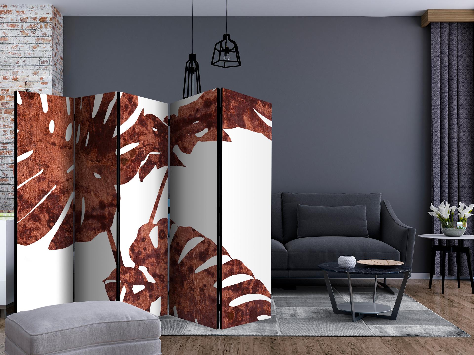 Schermo divisorio - Monstera delle spezie, 5 pezzi - 225x172 cm