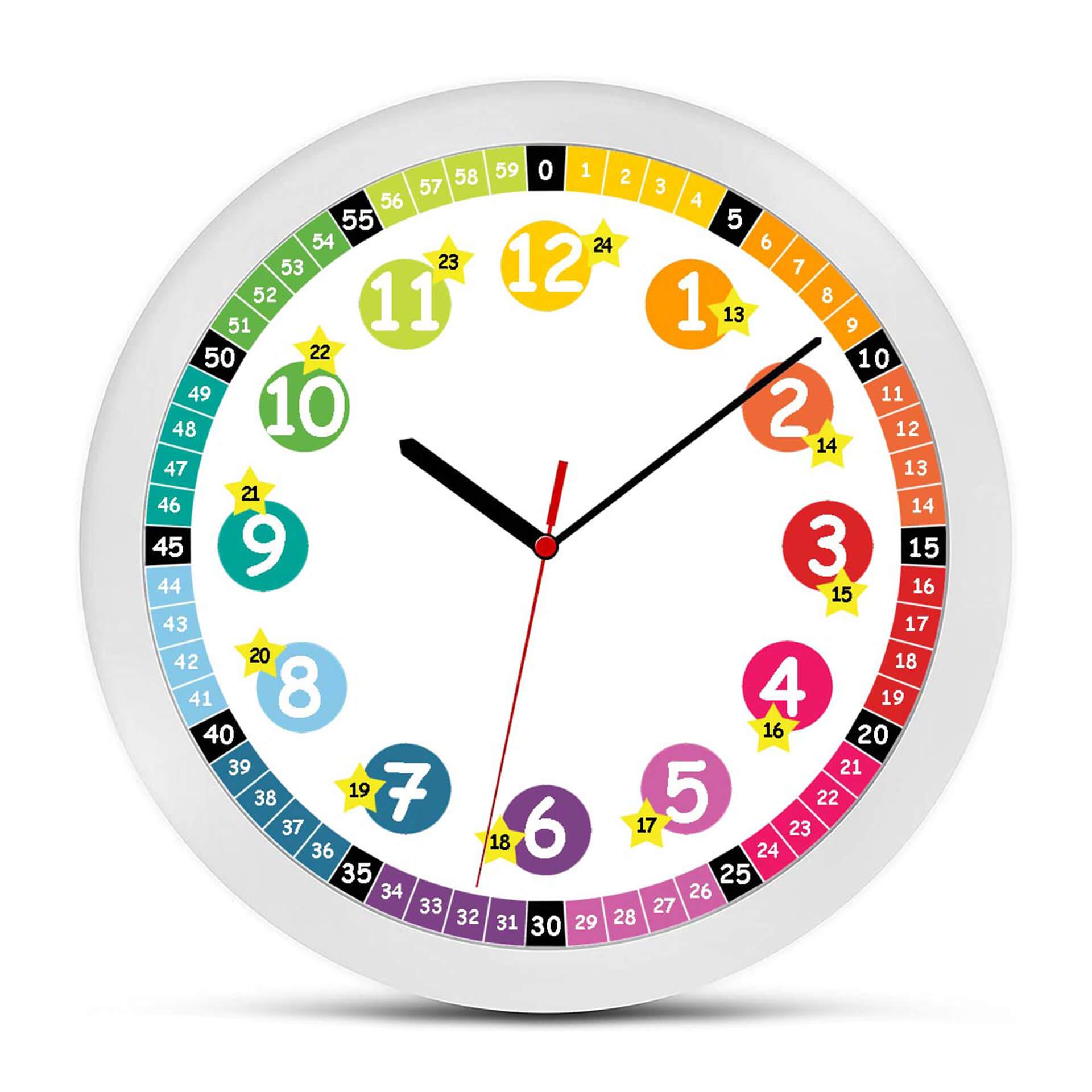 Farbenfrohe Wanduhr Kinder, bunt | rund | Ø30 cm
