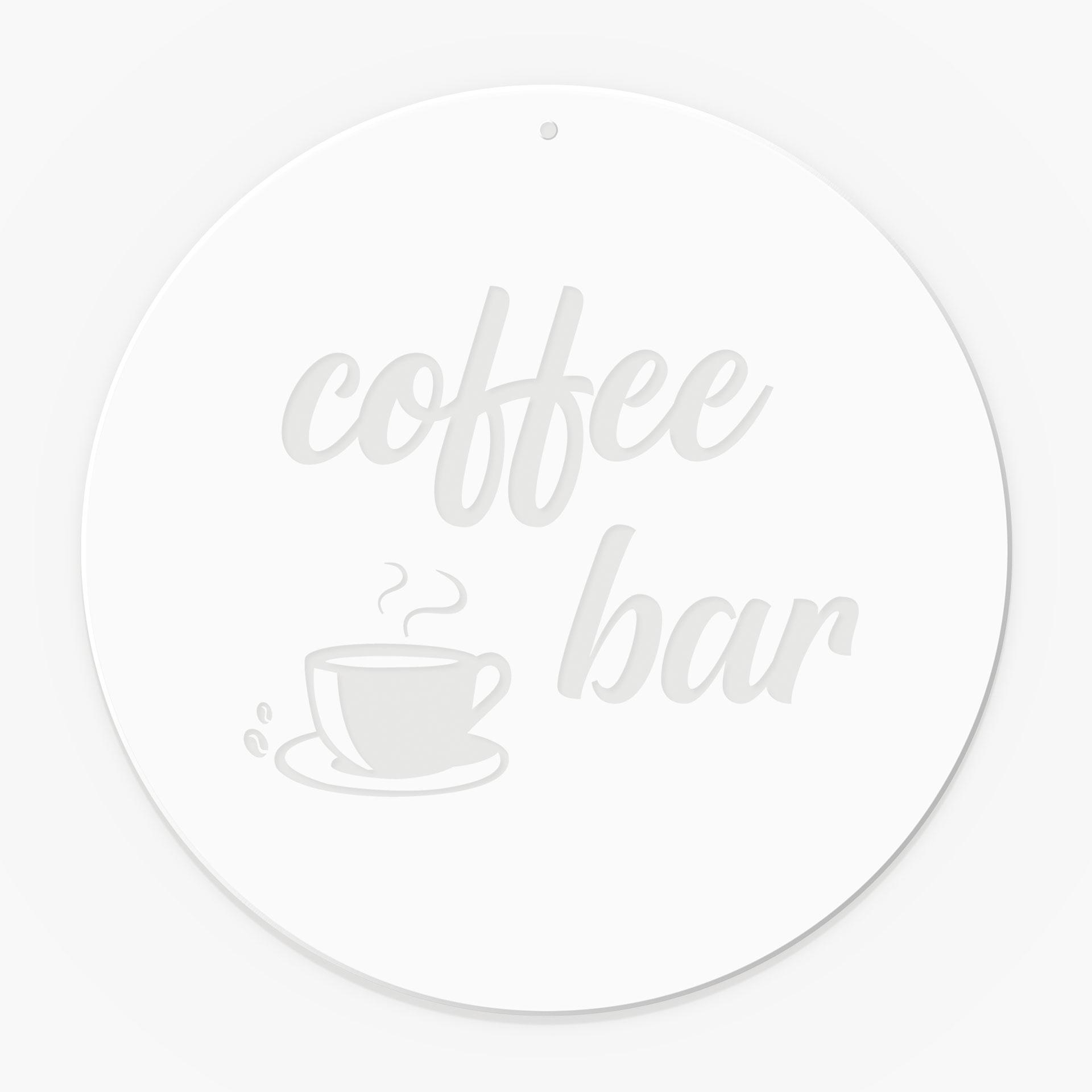 Akrylbillede, vinduesbillede til at hænge Coffe Bar op - rund