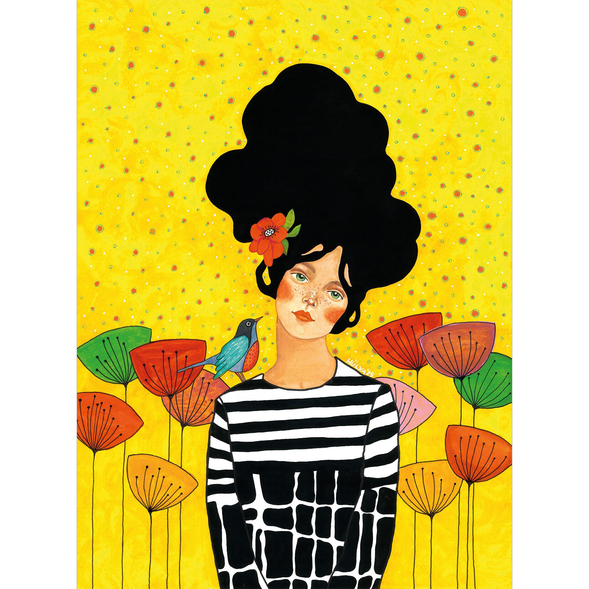 Fotobehang Portret - Bloemenmeisje in zomertuin - Hülya