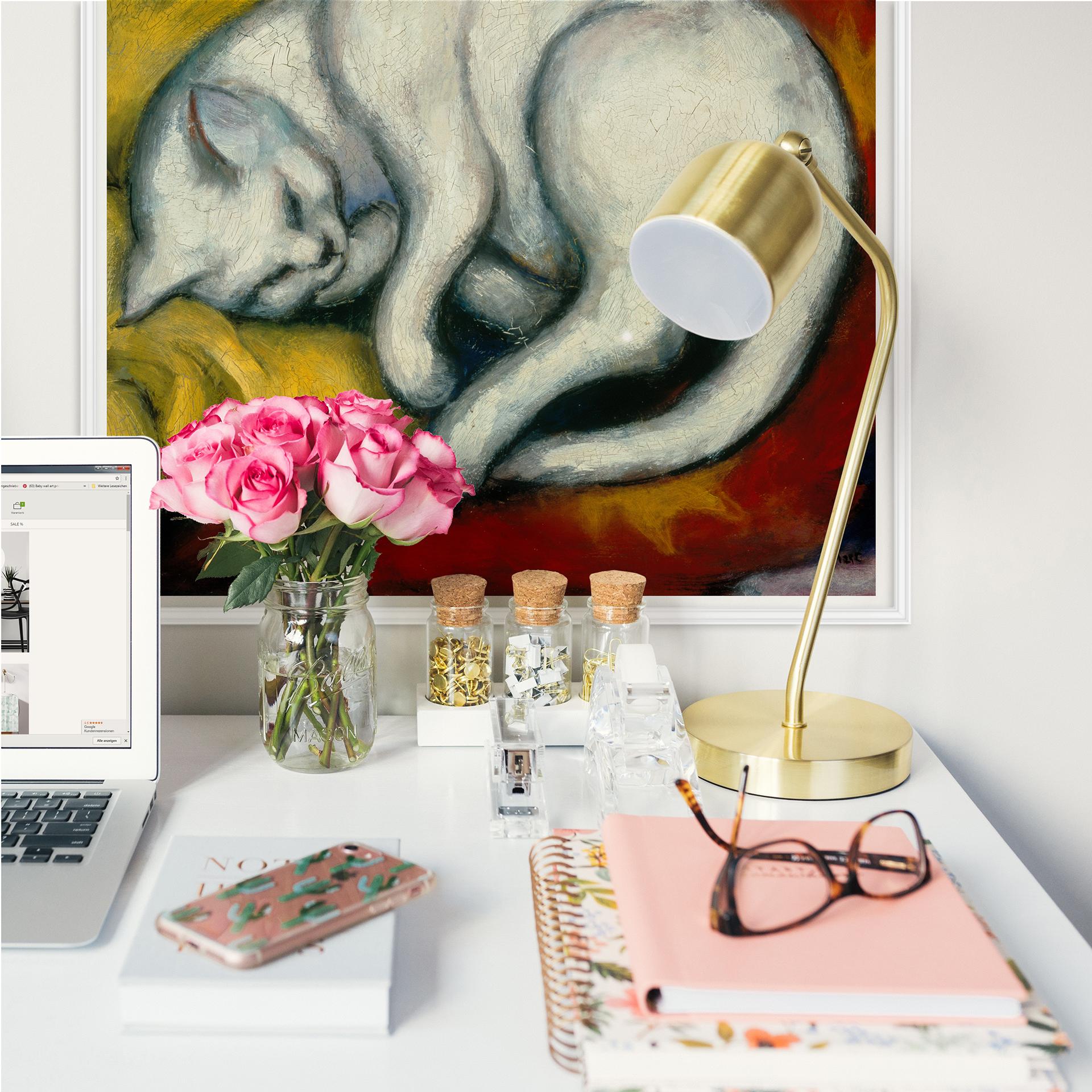 Muurprints Marc - De Witte Kat - Vierkant