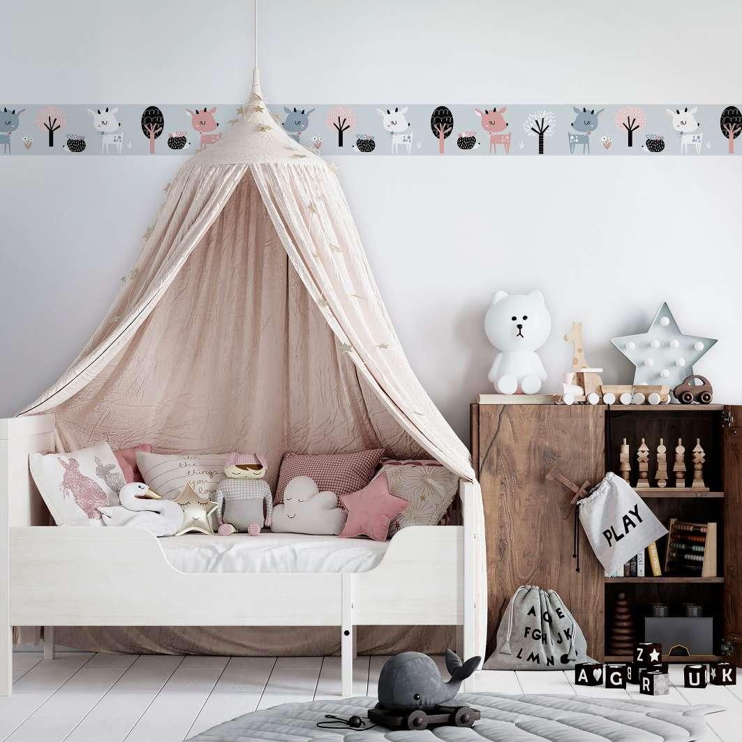 Tapet, non-woven tapet Kids Walls grå, sort