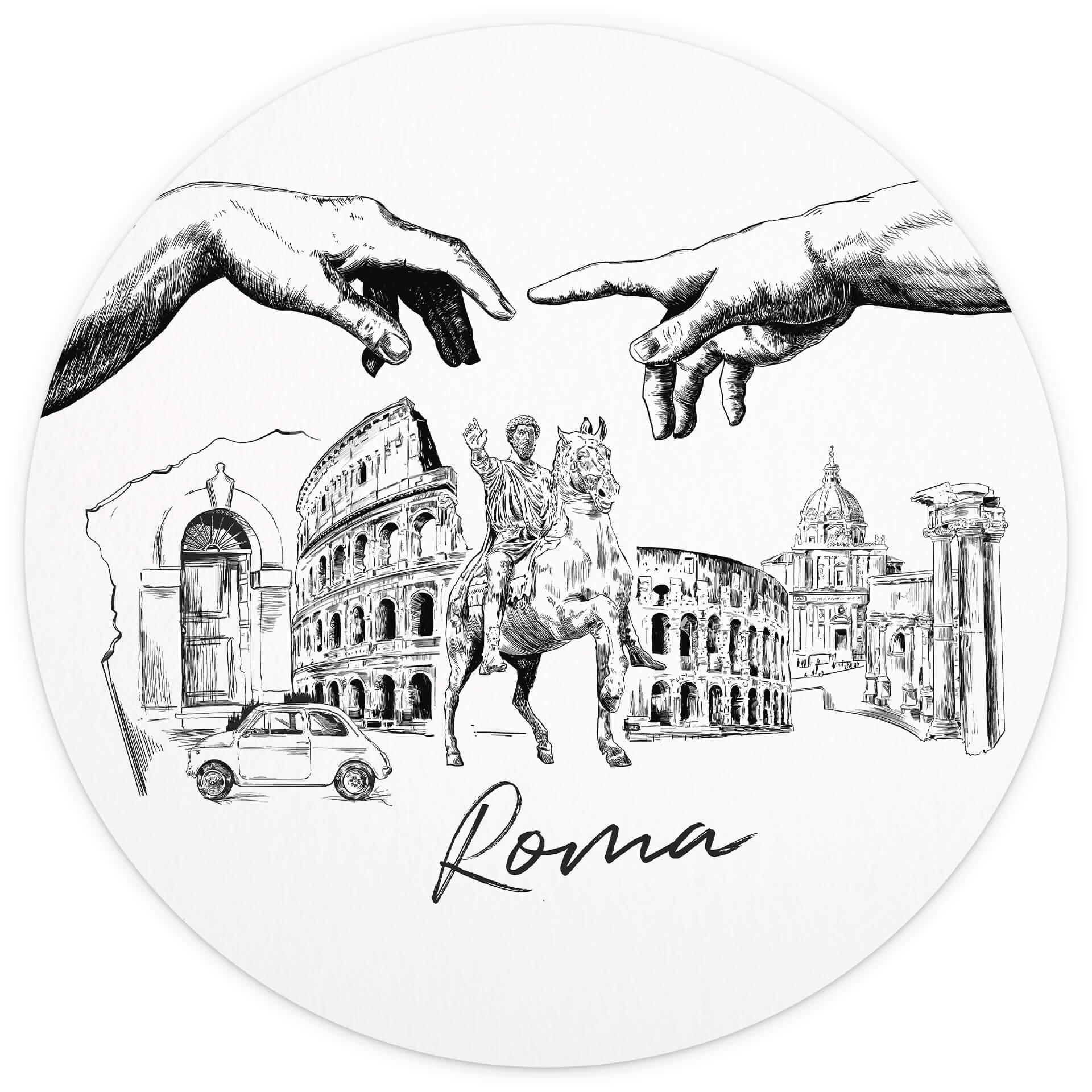 Behangcirkel Love your City - Munchen, Duitsland - zwart wit - vliesbehang/zelfklevend vliesbehang