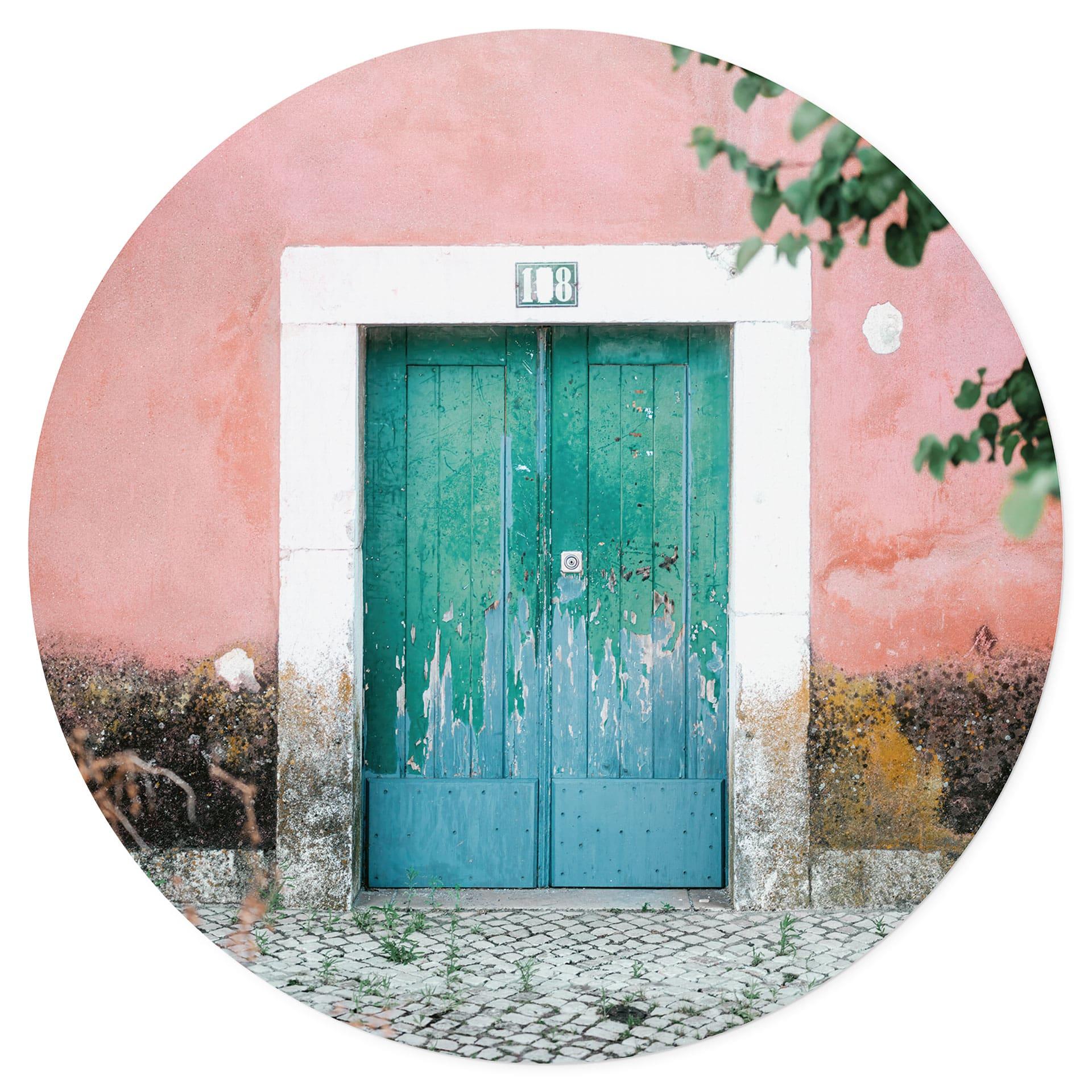 Vinilo decorativo Fachada de casa mediterránea en Menina Lisboa - Zwart - Redondo