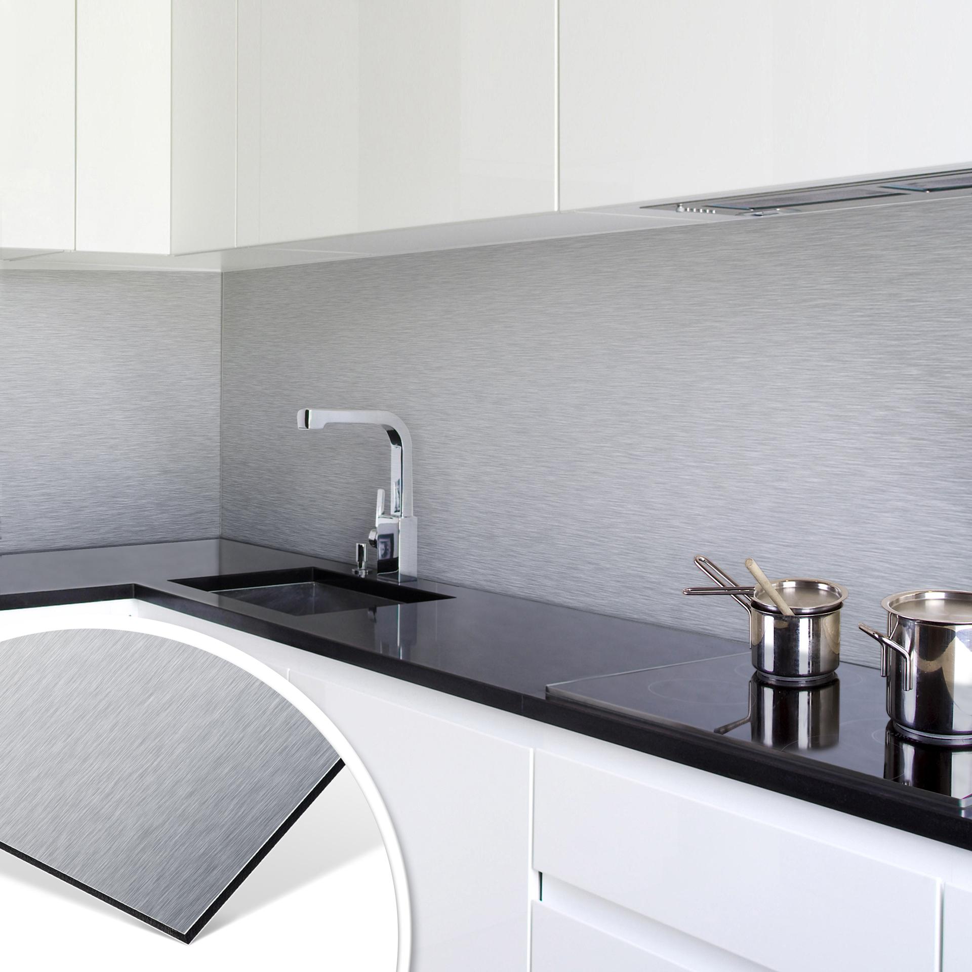 Revêtement pour cuisine - Alu-Dibond - Argent